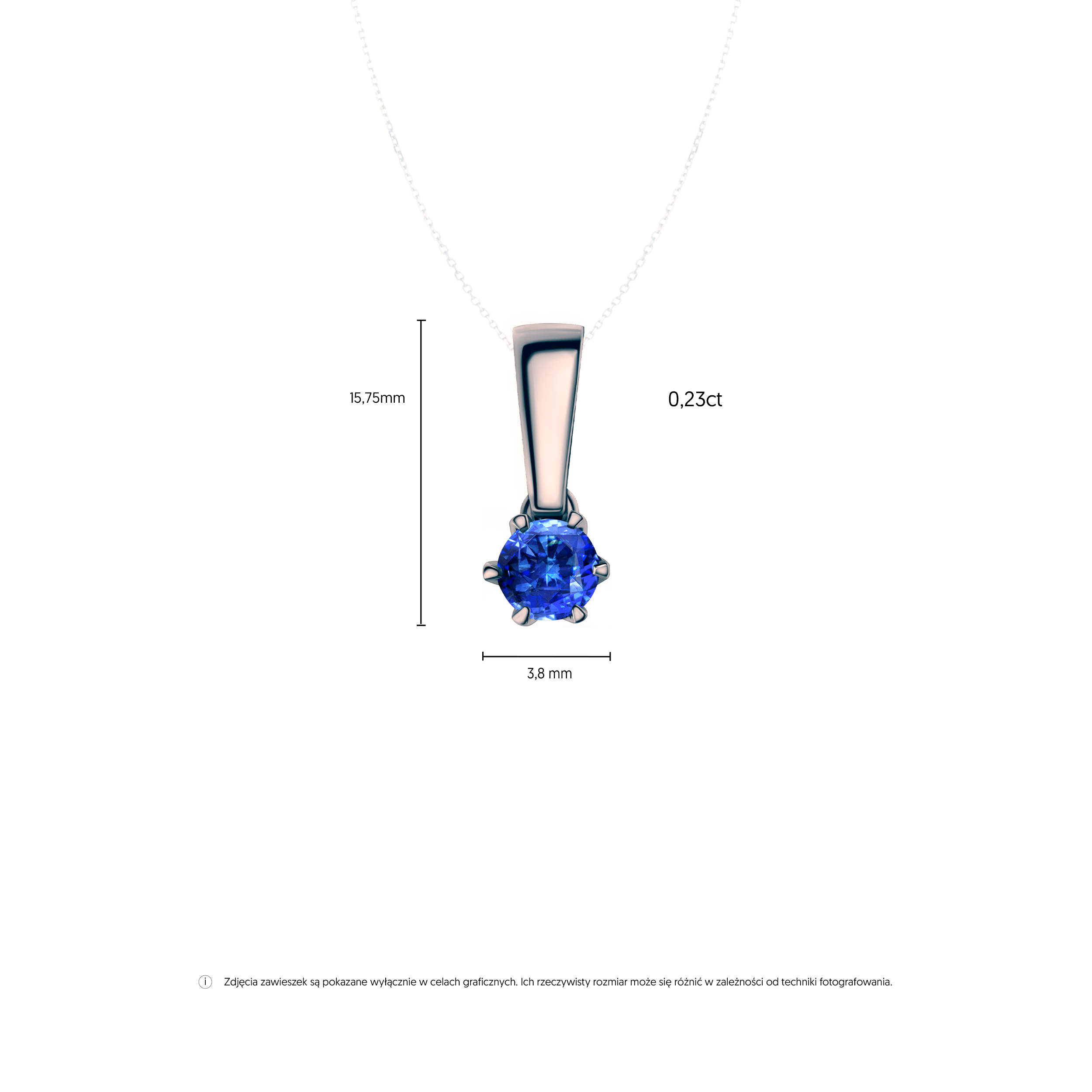 Zawieszka The Journey: czarne złoto, niebieski szafir  - 5