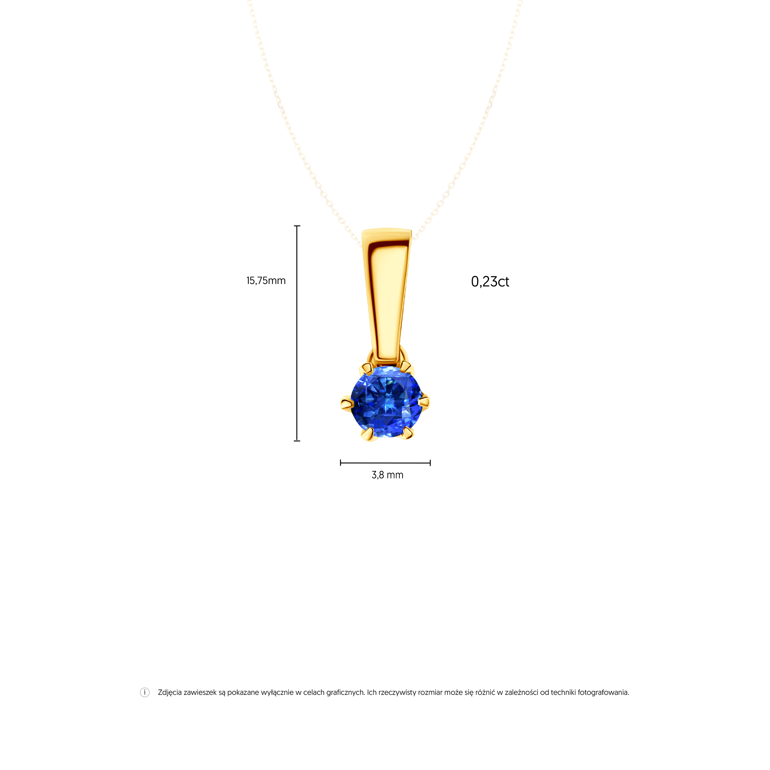 Zawieszka The Journey: złota, szafir 