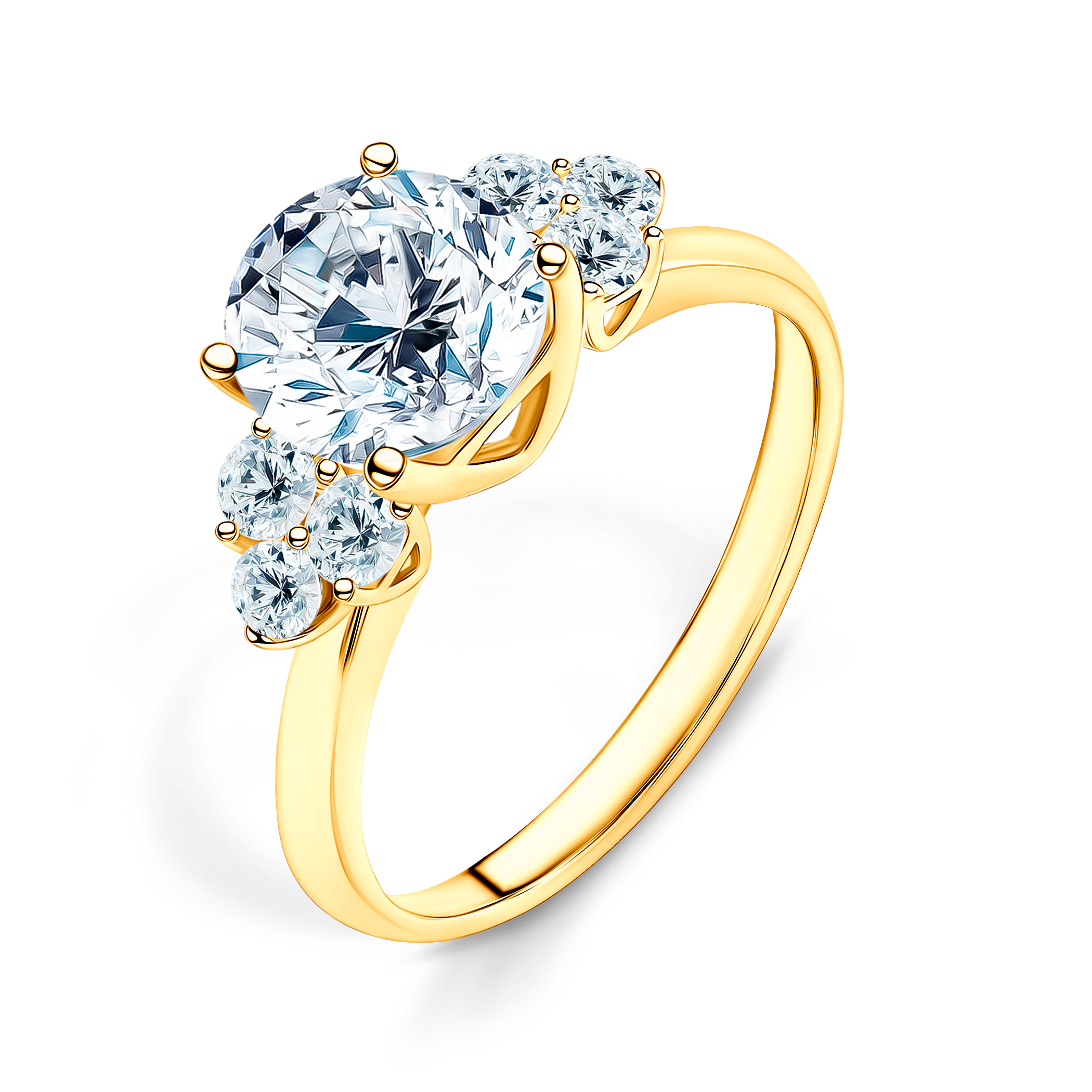 Pierścionek zaręczynowy Fairytale: złoty, diament laboratoryjny