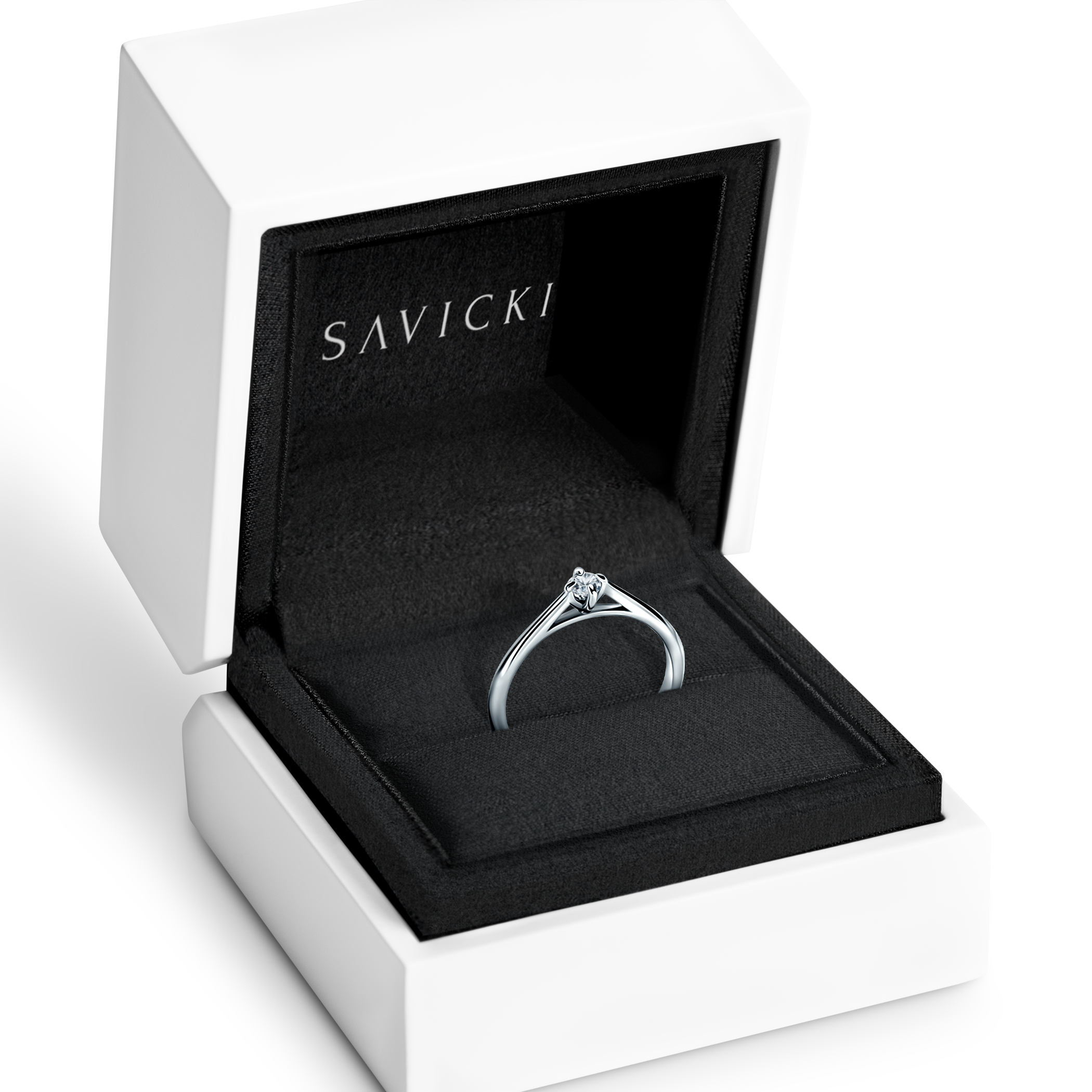 Pierścionek zaręczynowy The Light: białe złoto, diament - 7