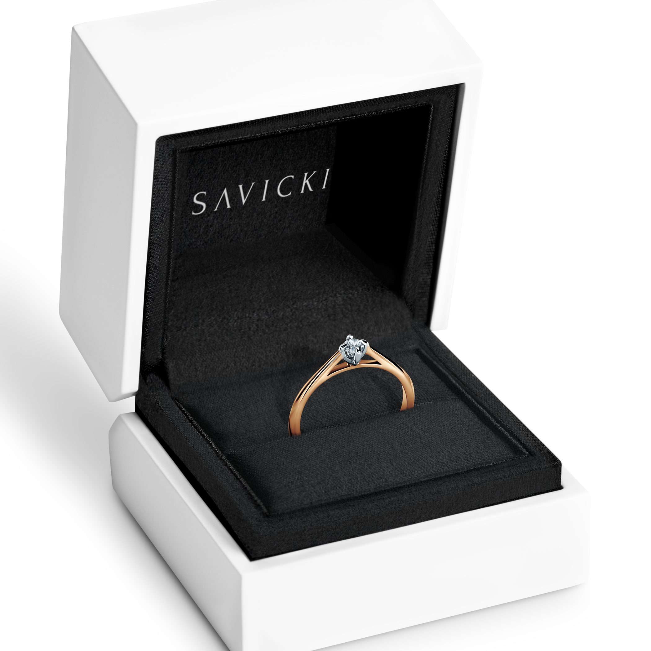 Pierścionek zaręczynowy The Light: dwukolorowe złoto, z diamentem - 7