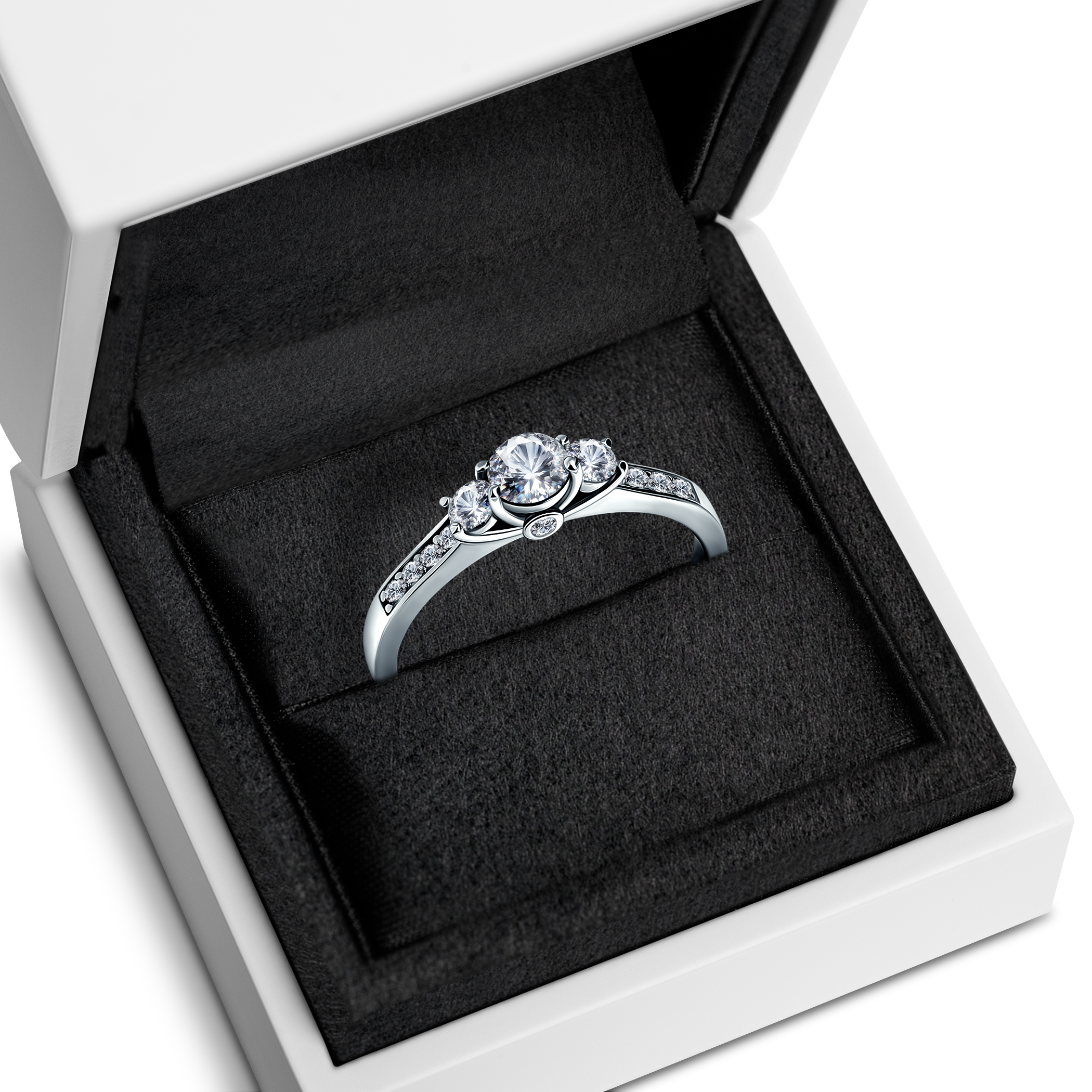 Pierścionek zaręczynowy Dream: białe złoto, biały szafir 0,3 ct - 7