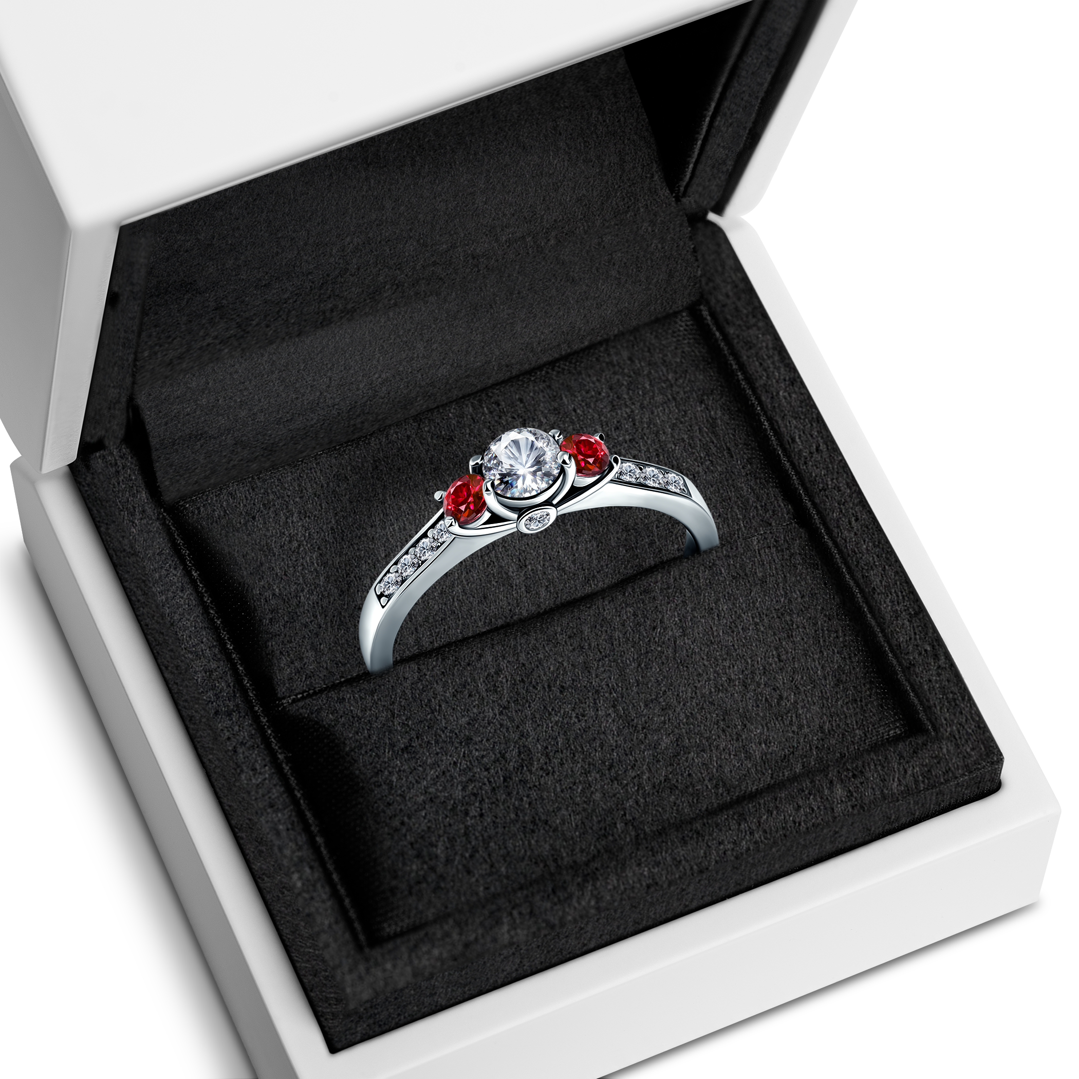 Pierścionek zaręczynowy Dream: białe złoto, biały szafir 0,3 ct