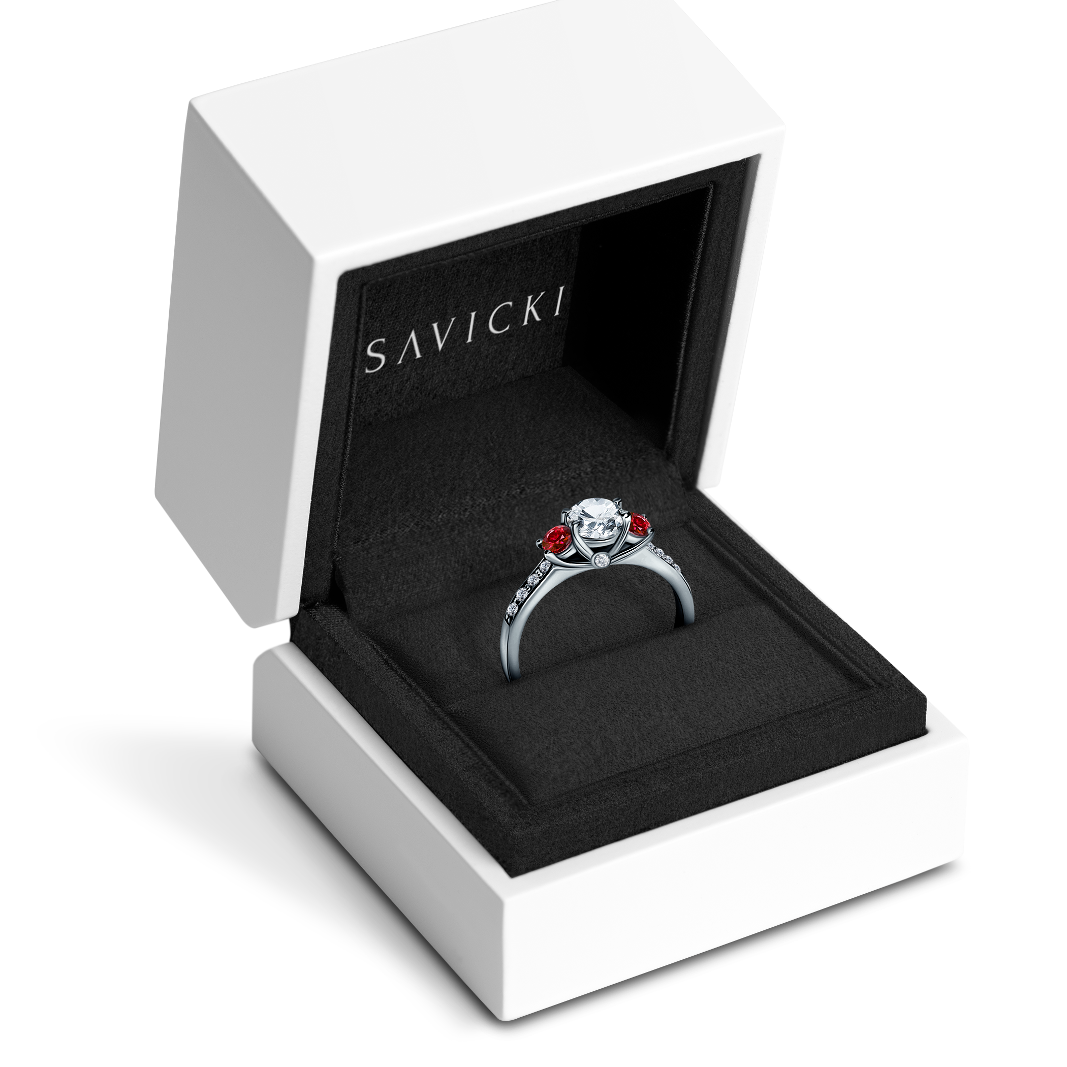 Pierścionek zaręczynowy Dream: białe złoto, biały szafir 0,5 ct