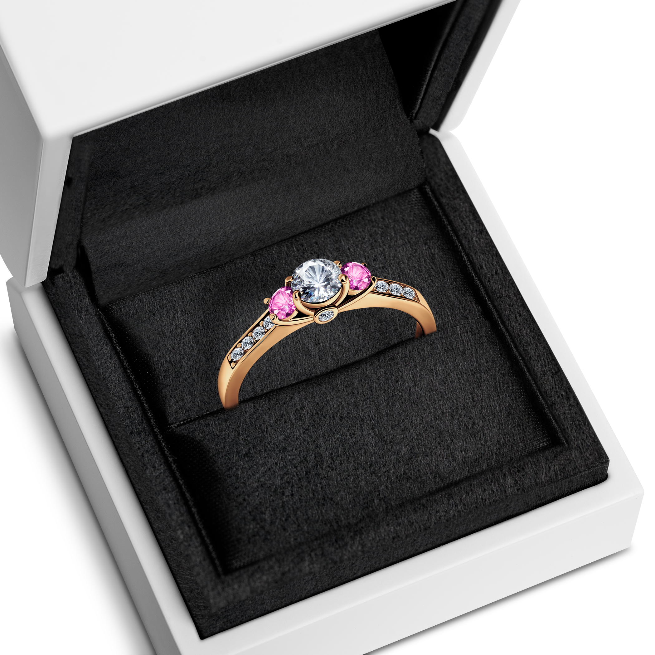 Pierścionek zaręczynowy Dream: złoty, biały szafir