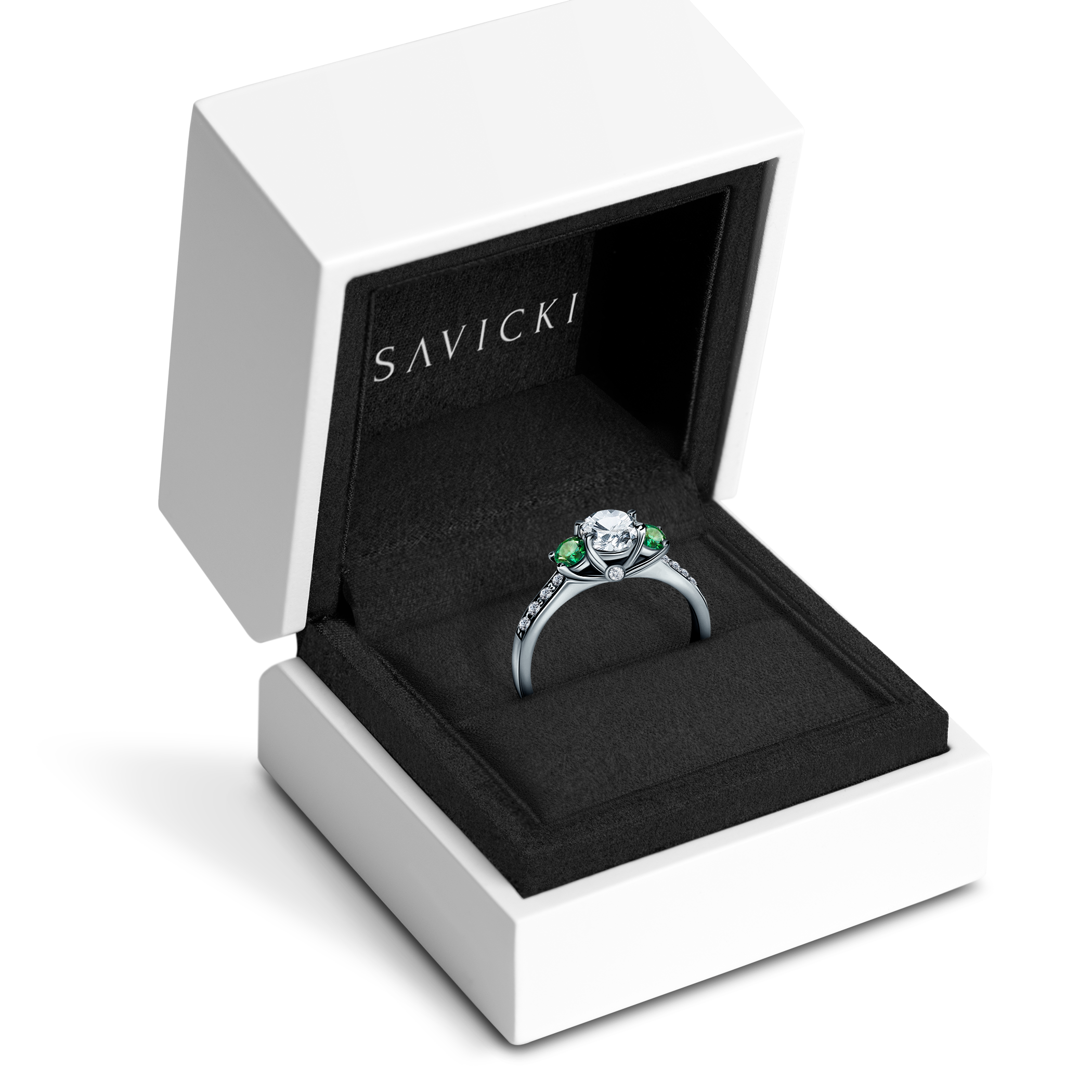 Verlobungsring Dream: Weißgold, Weißer Saphir