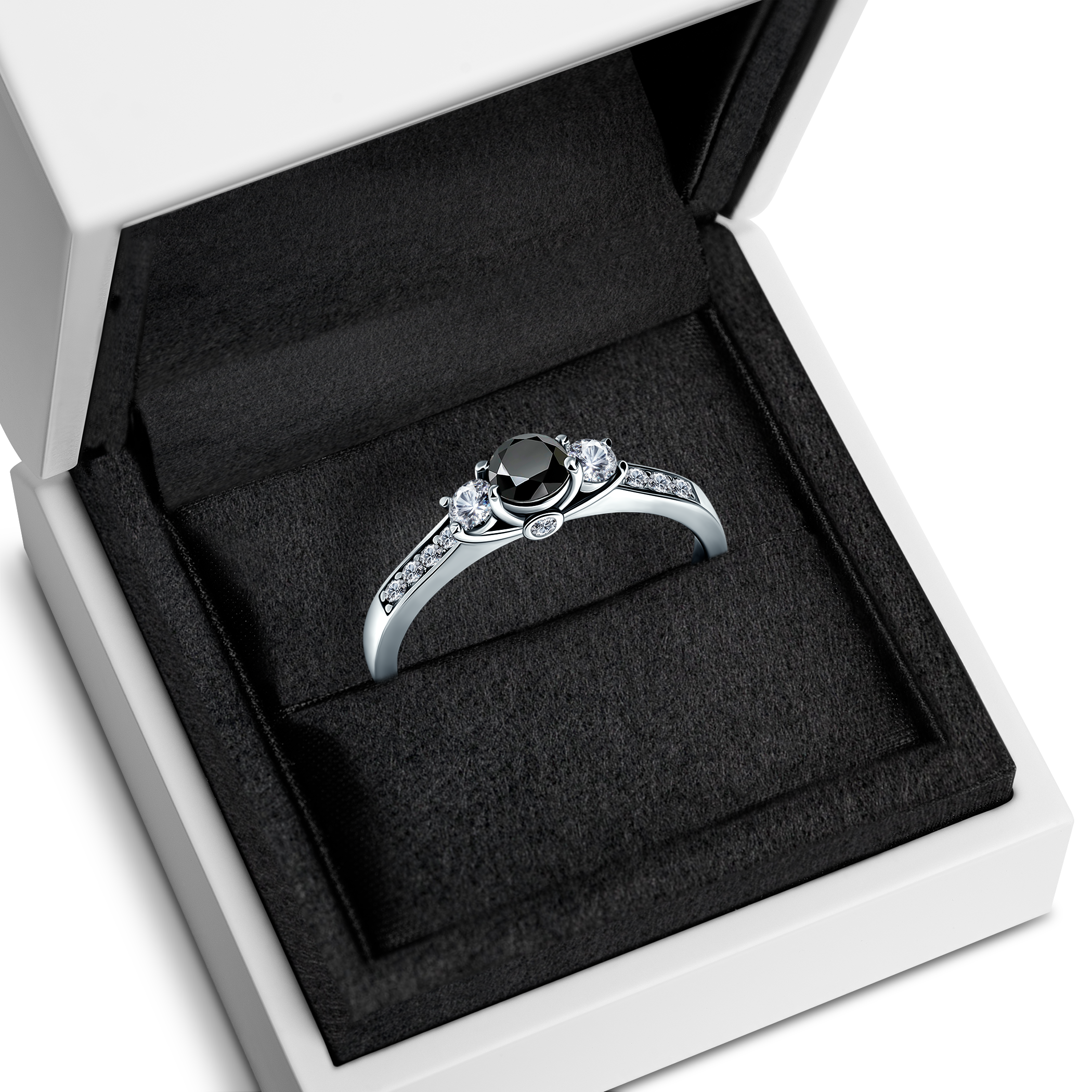 Pierścionek zaręczynowy Dream: białe złoto, czarny diament
