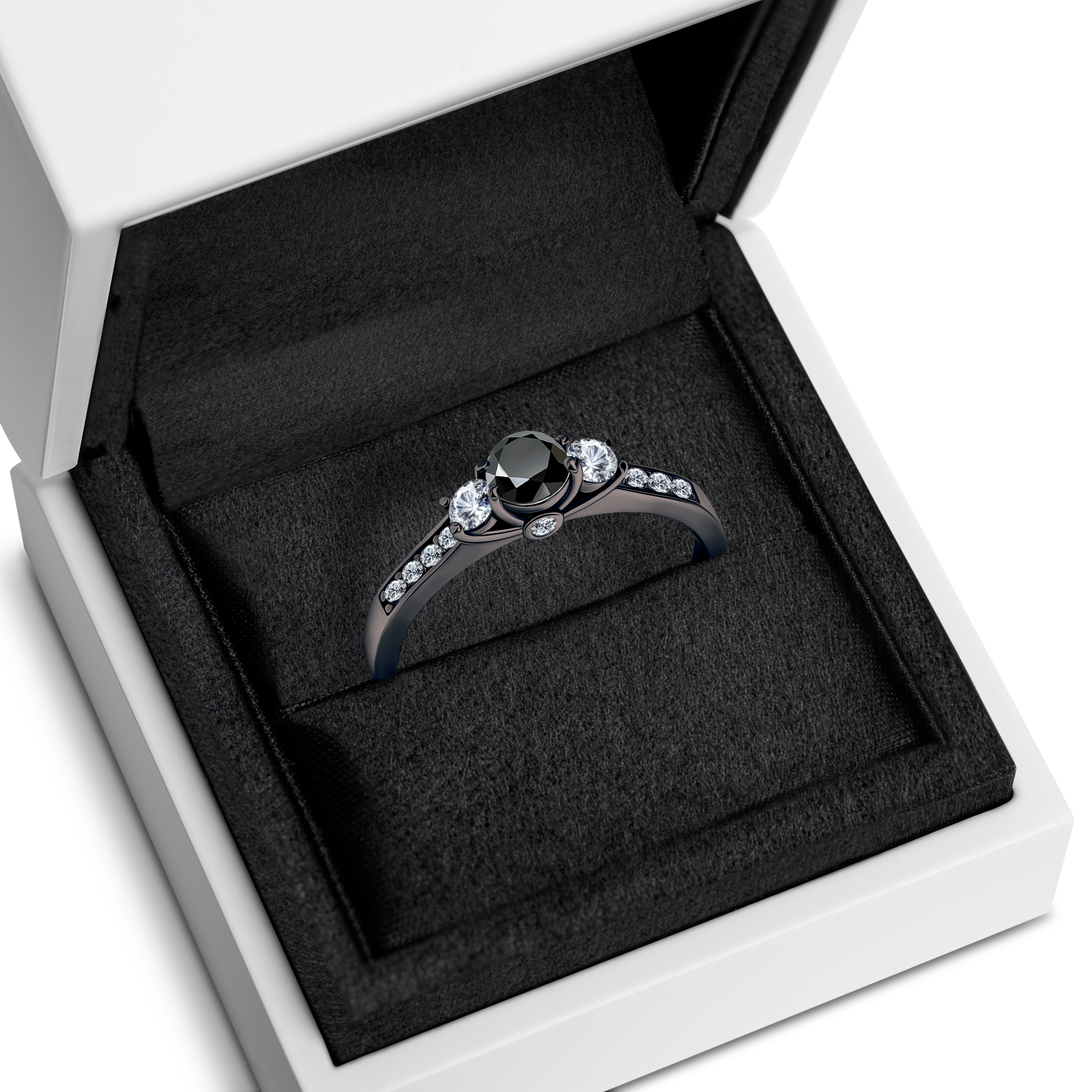 Pierścionek zaręczynowy Dream: czarne złoto, czarny diament
