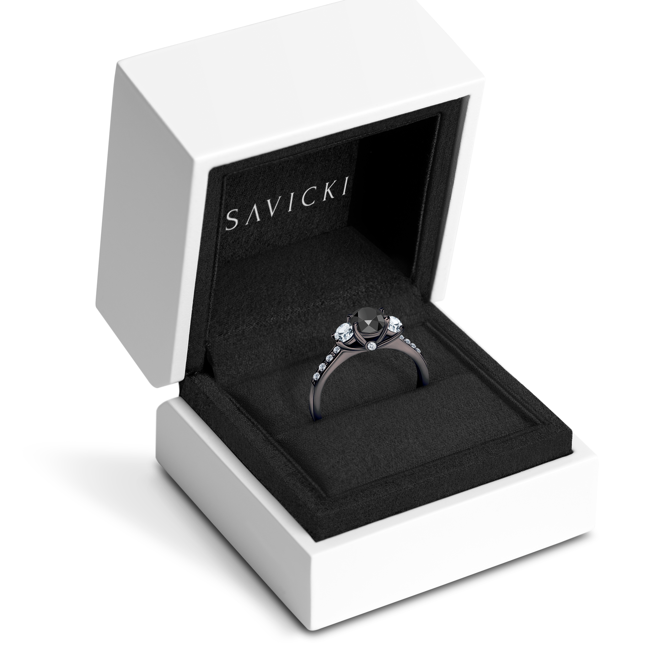 chiko34 Pierścionek złoty z onyksem i czarnymi diamentami - Midnight