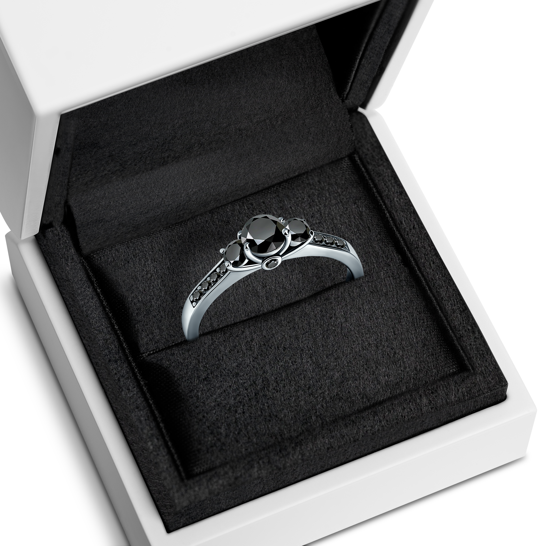 Pierścionek zaręczynowy Dream: białe złoto, czarny diament