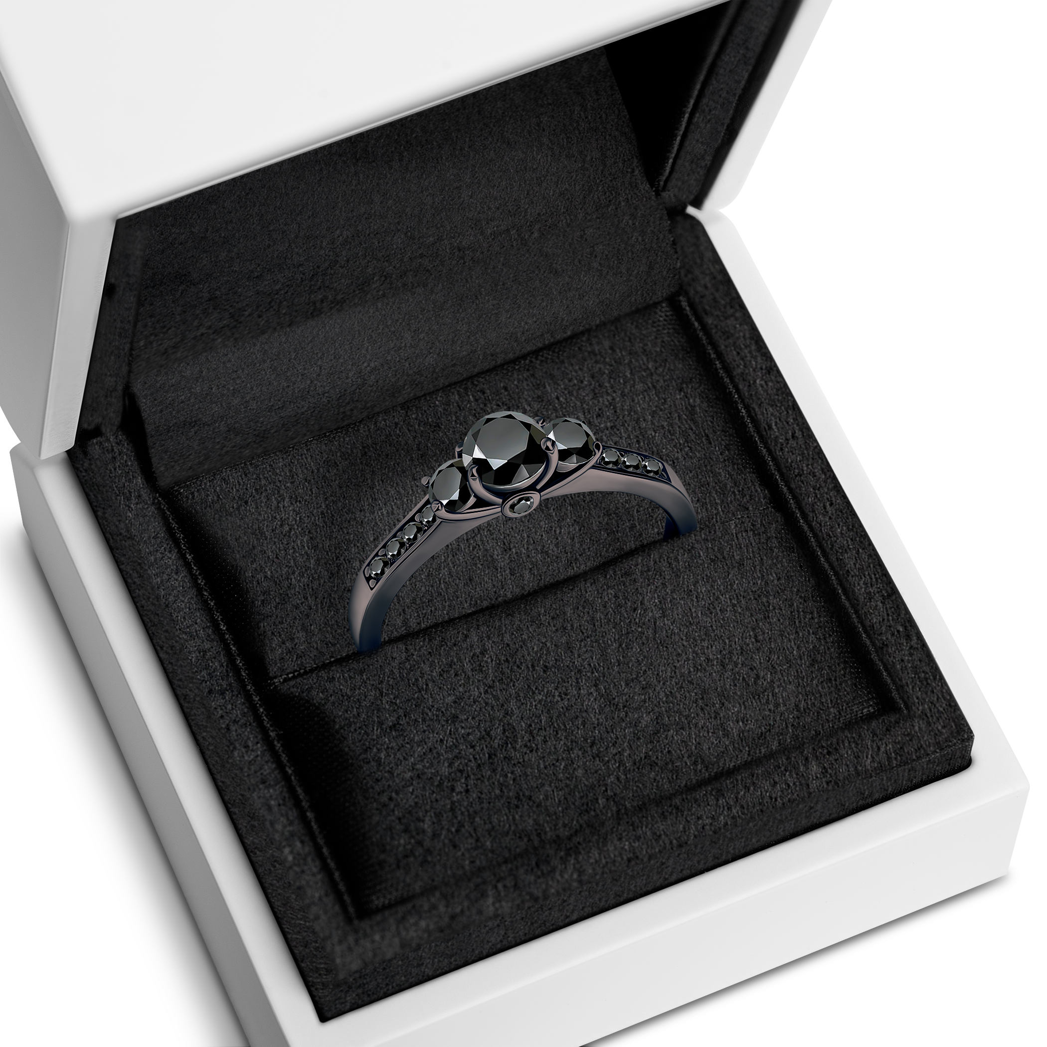 Pierścionek zaręczynowy Dream: czarne złoto, czarny diament