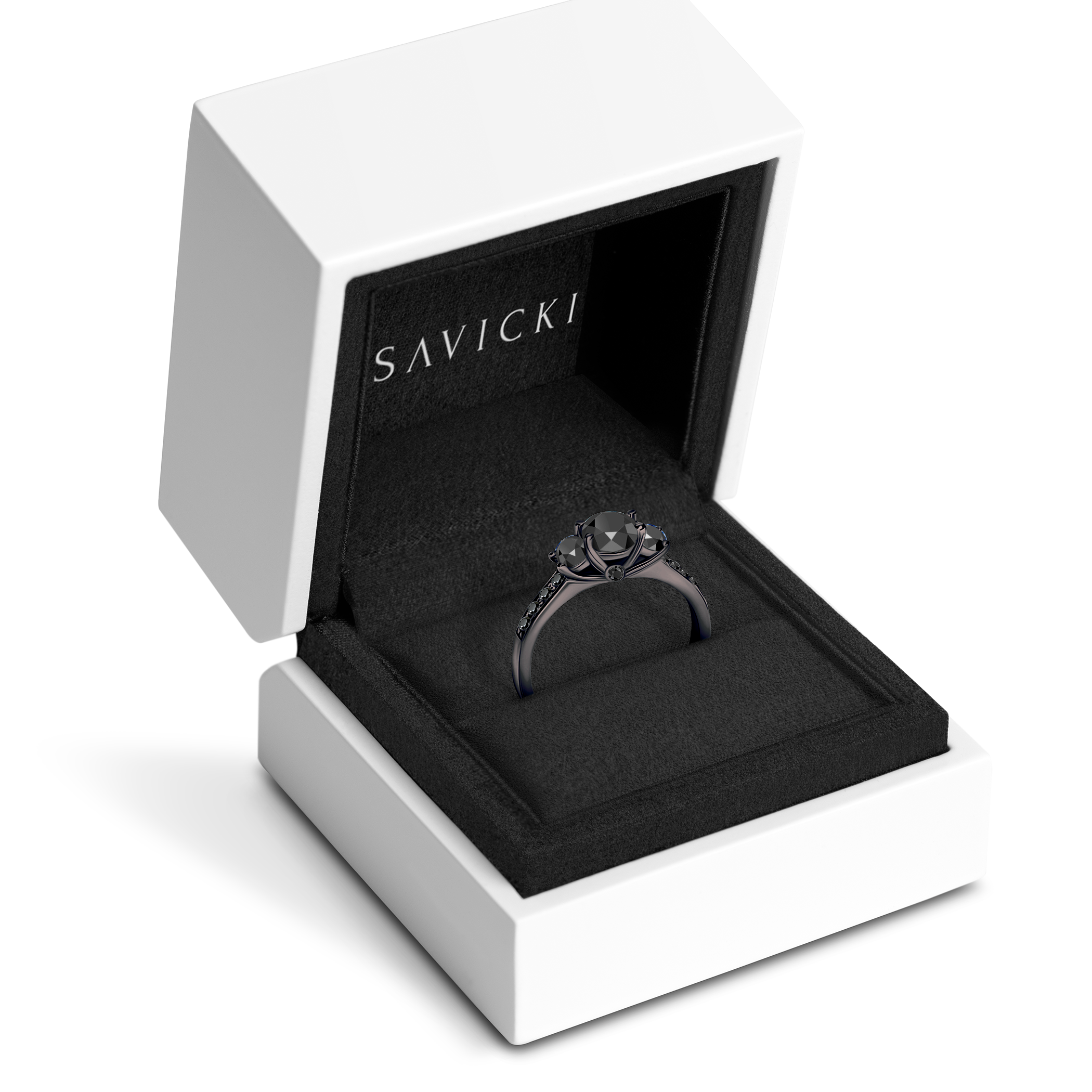 Pierścionek zaręczynowy Dream: czarne złoto, czarny diament