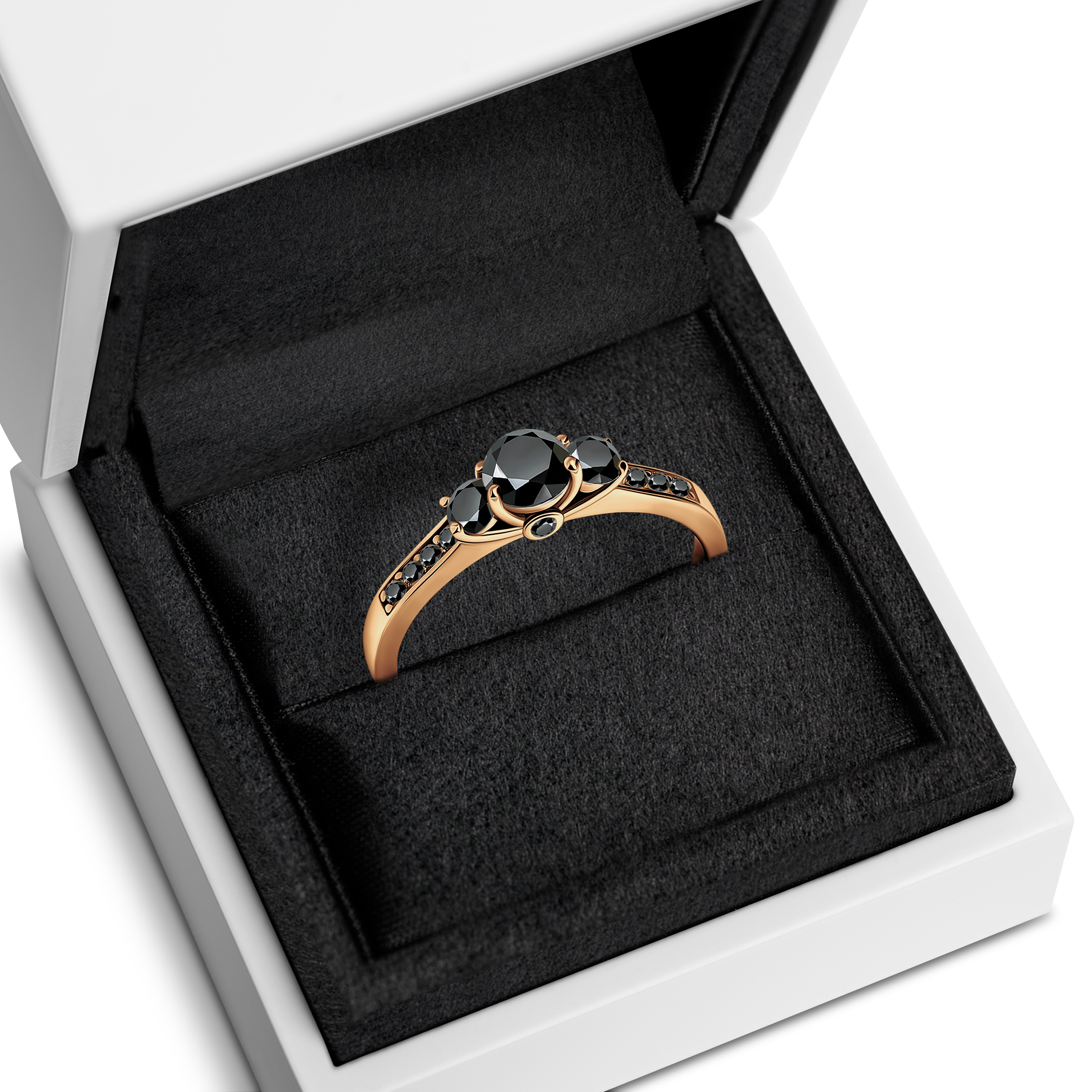 Pierścionek zaręczynowy Dream: złoty, czarny diament 0,30 ct