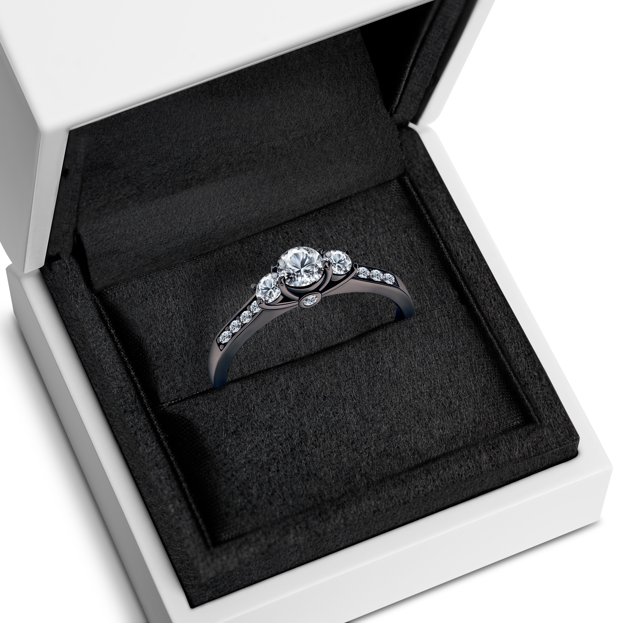 Verlobungsring Dream: schwarzes Gold, Diamanten - 7