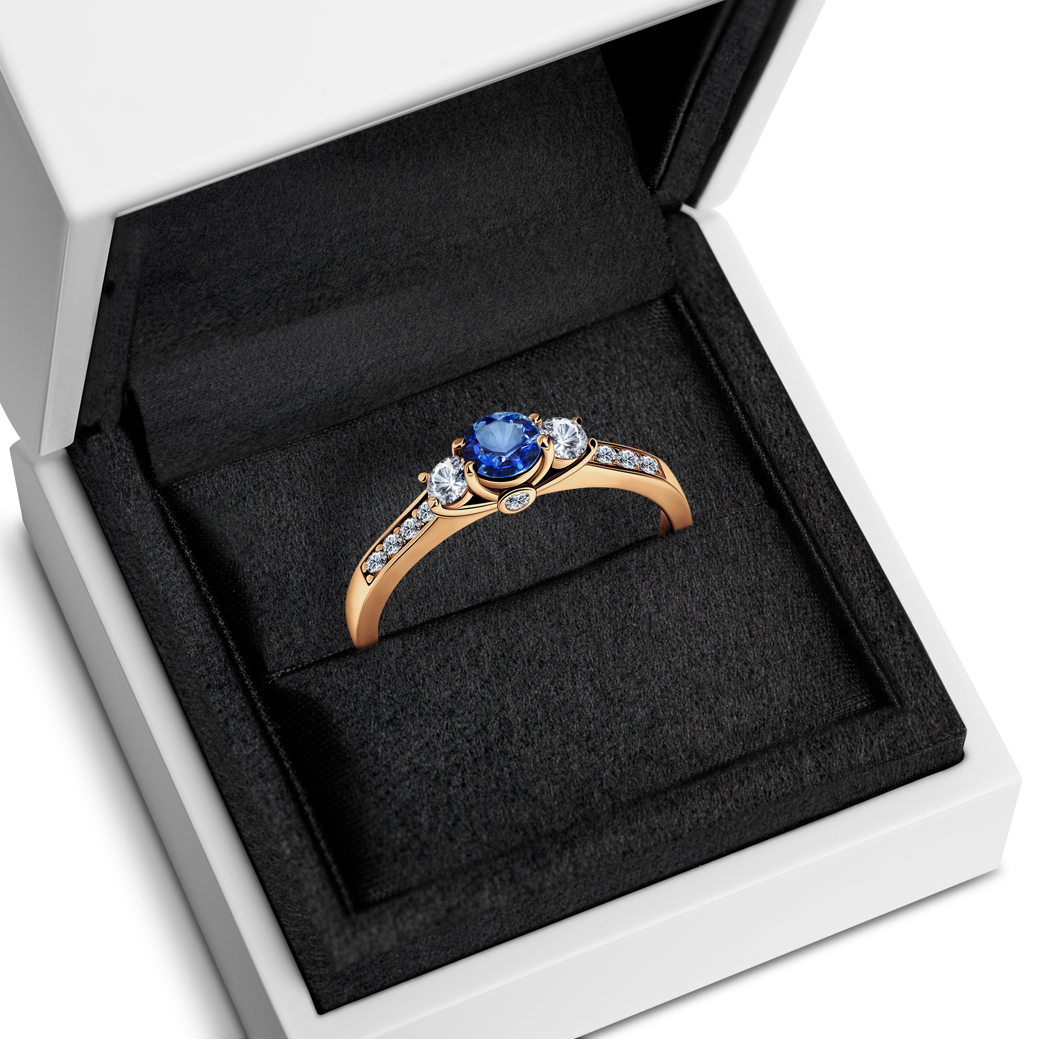 Pierścionek zaręczynowy Dream: złoty, niebieski szafir