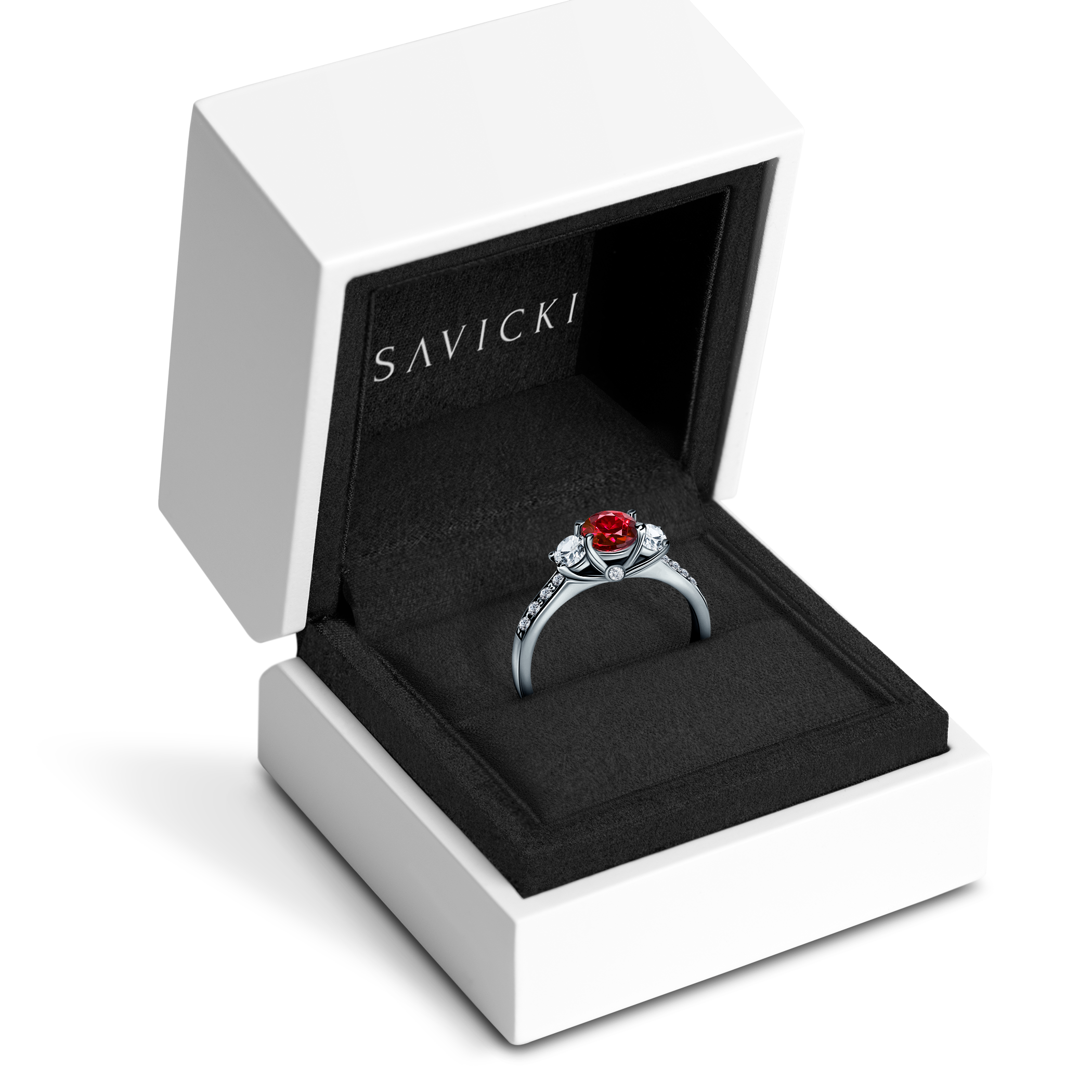 Pierścionek zaręczynowy Dream: białe złoto, rubin - 7