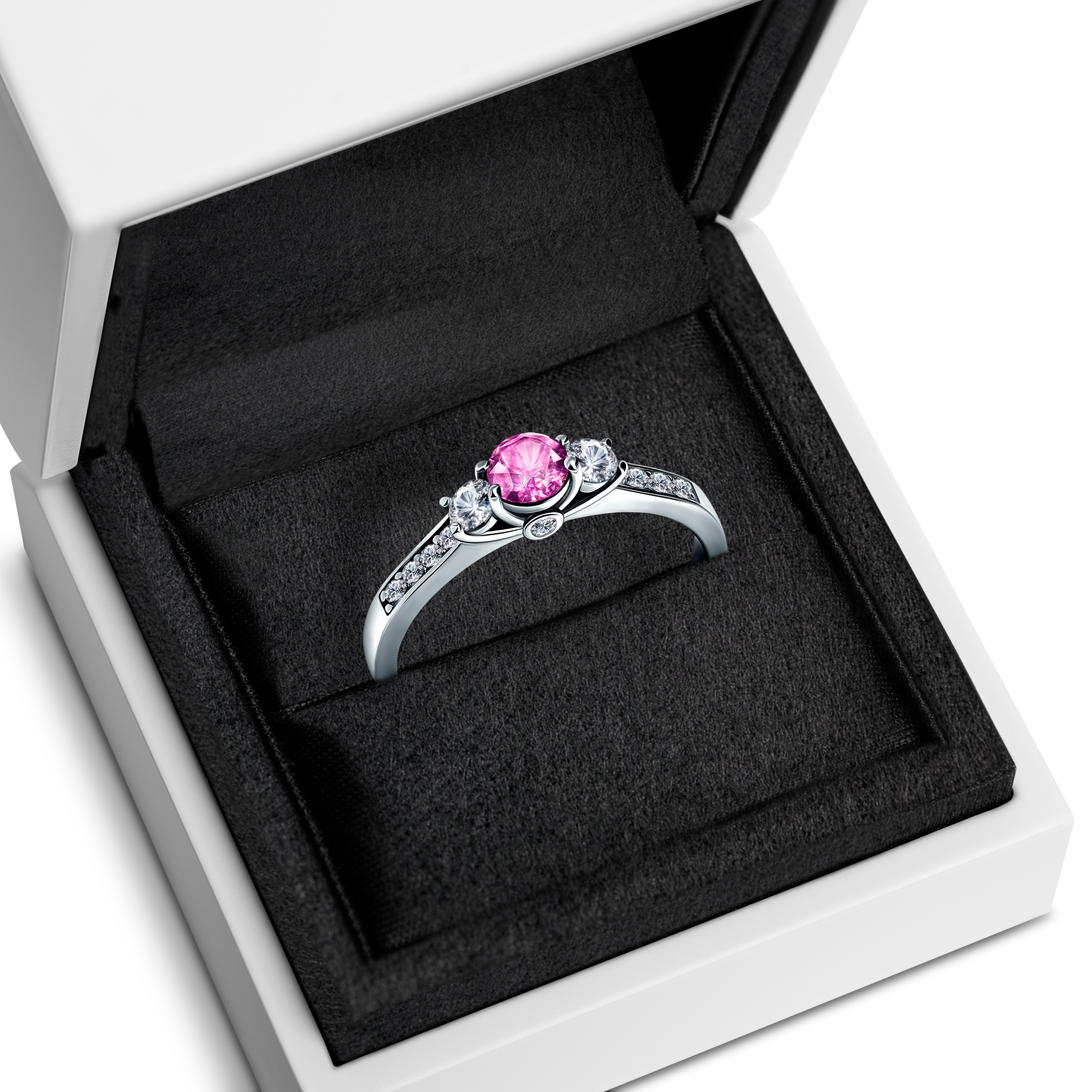 Pierścionek zaręczynowy Dream: białe złoto, różowy szafir