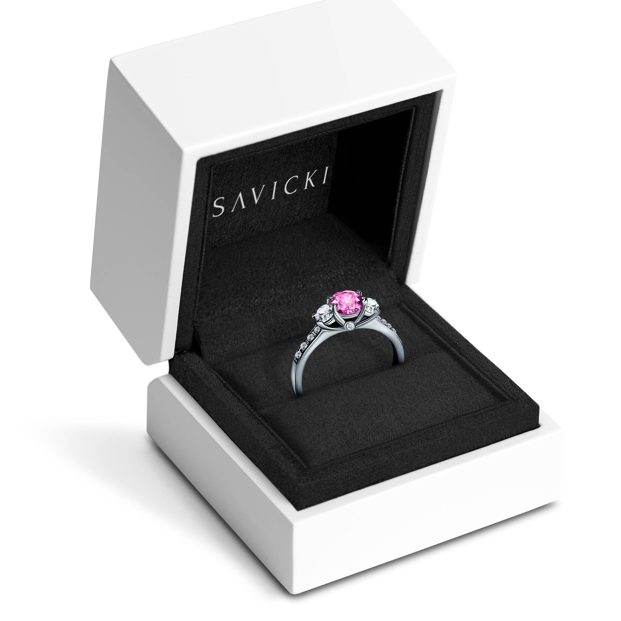 Verlobungsring Dream: Weißgold, Rosa Saphir