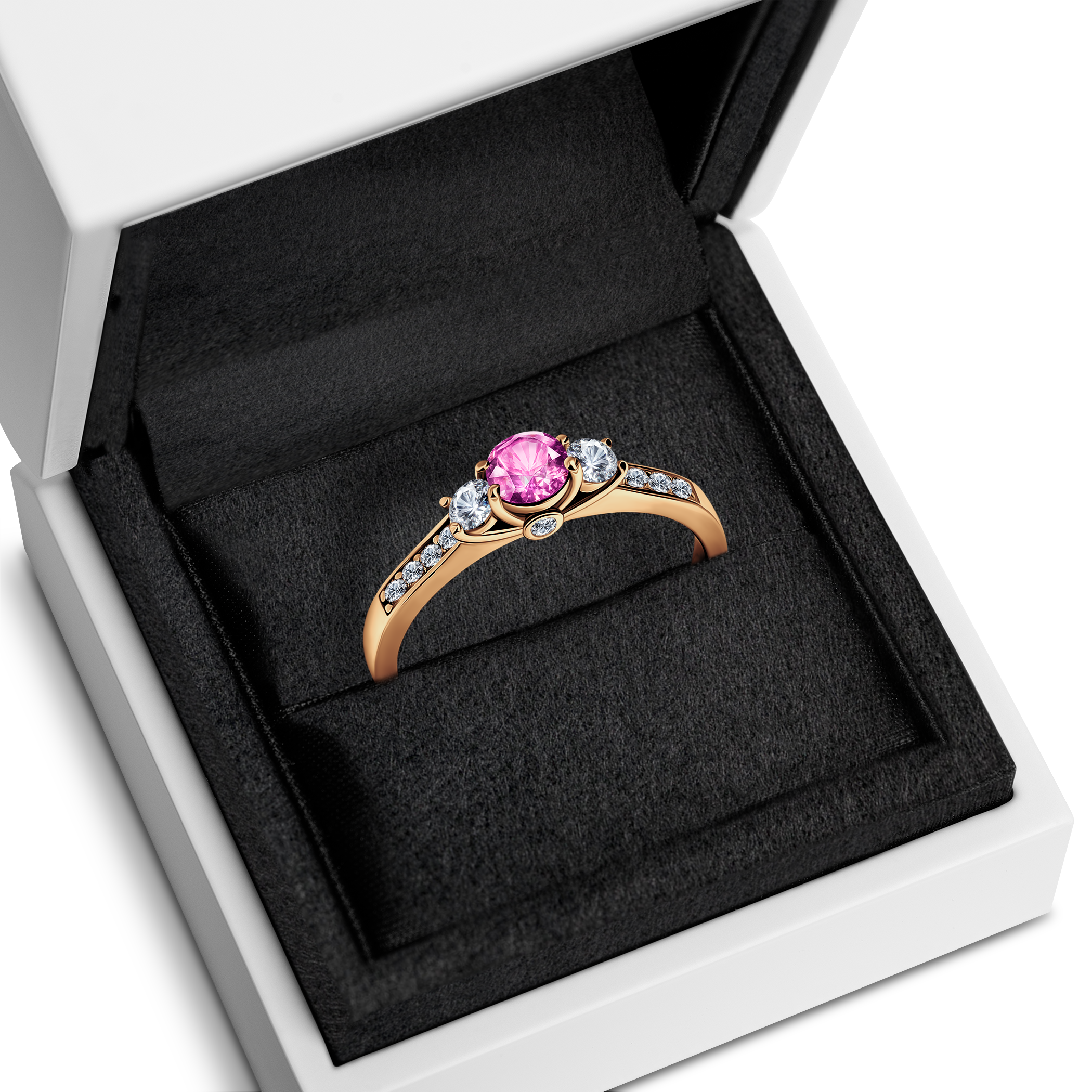 Pierścionek zaręczynowy Dream: złoty, różowy szafir - 7