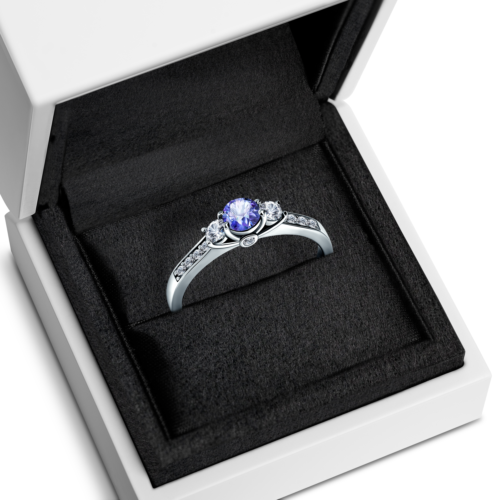 Pierścionek zaręczynowy Dream: białe złoto, tanzanit - 7