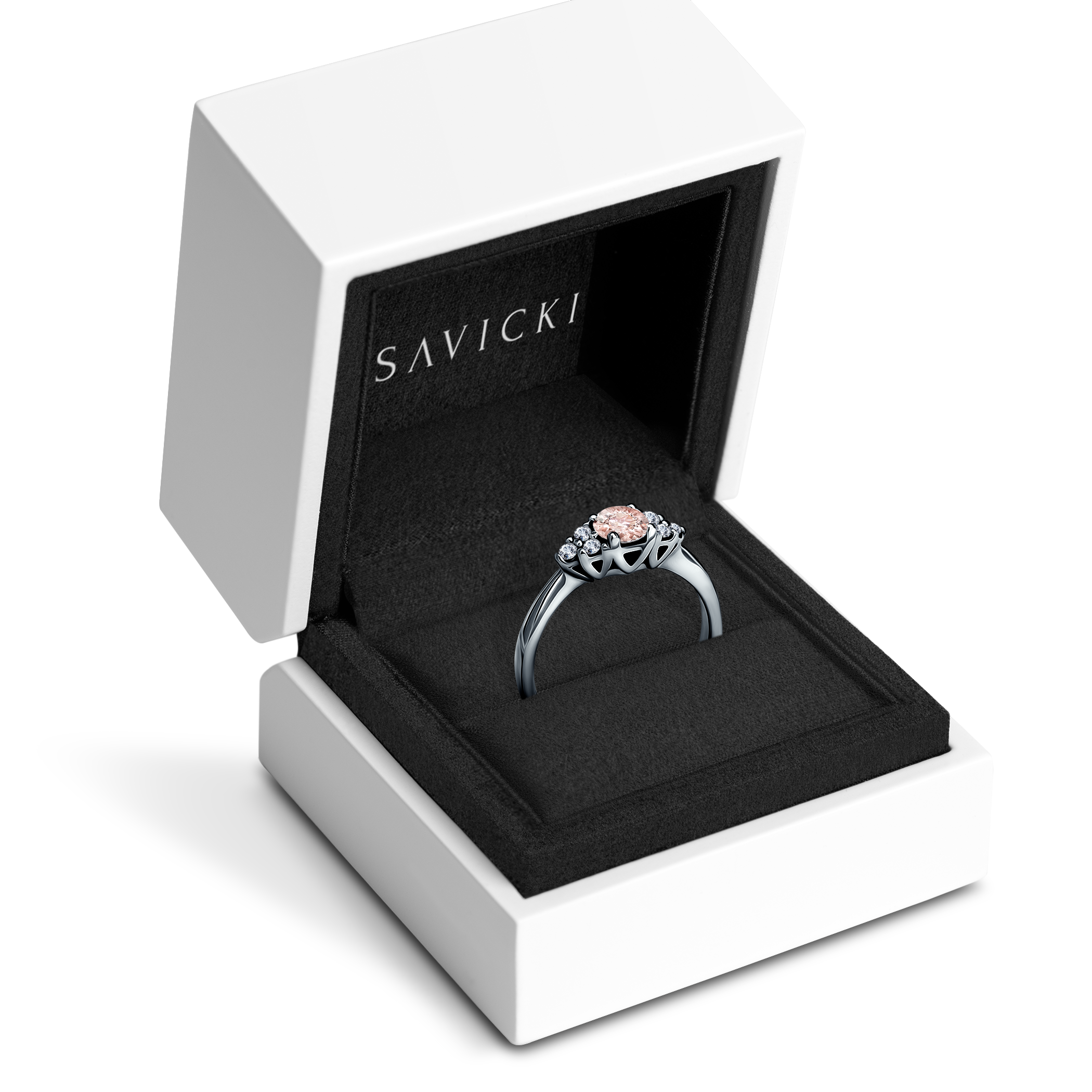 Pierścionek zaręczynowy Fairytale: białe złoto, morganit