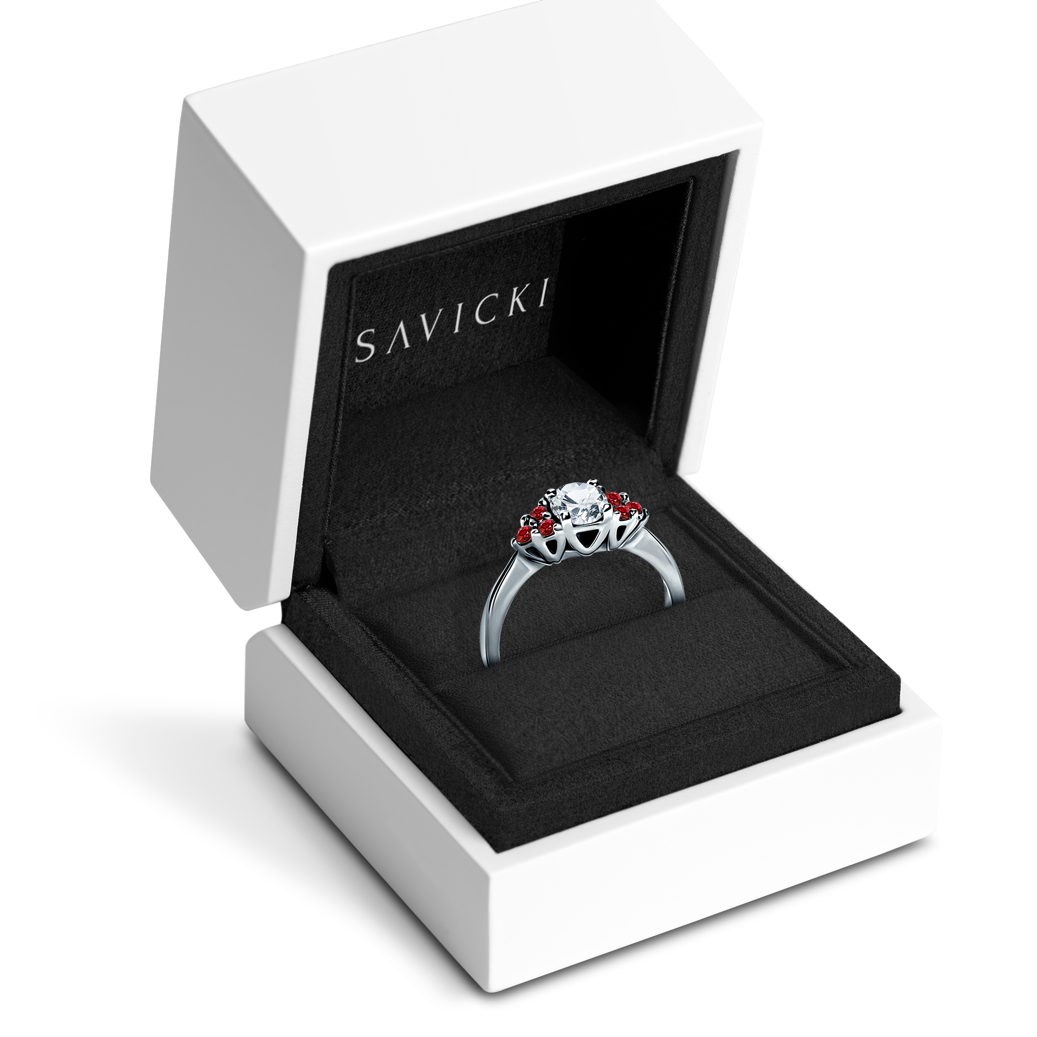 Pierścionek zaręczynowy Fairytale: białe złoto, biały szafir