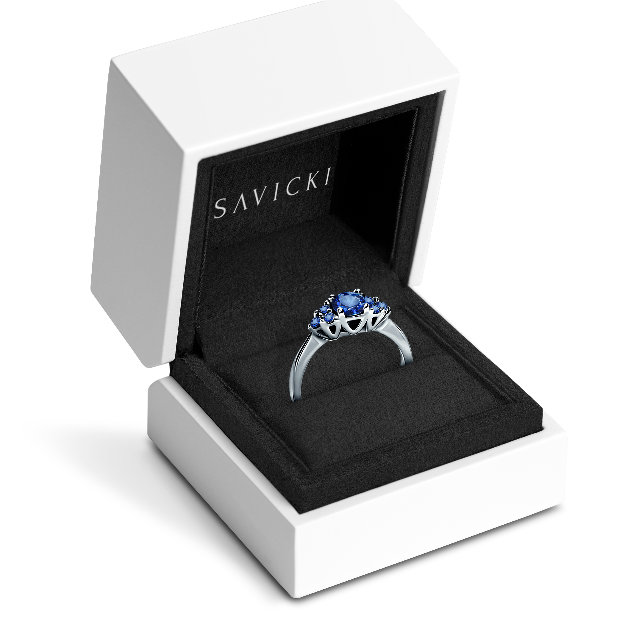 Pierścionek zaręczynowy Fairytale: białe złoto, niebieski szafir - 7