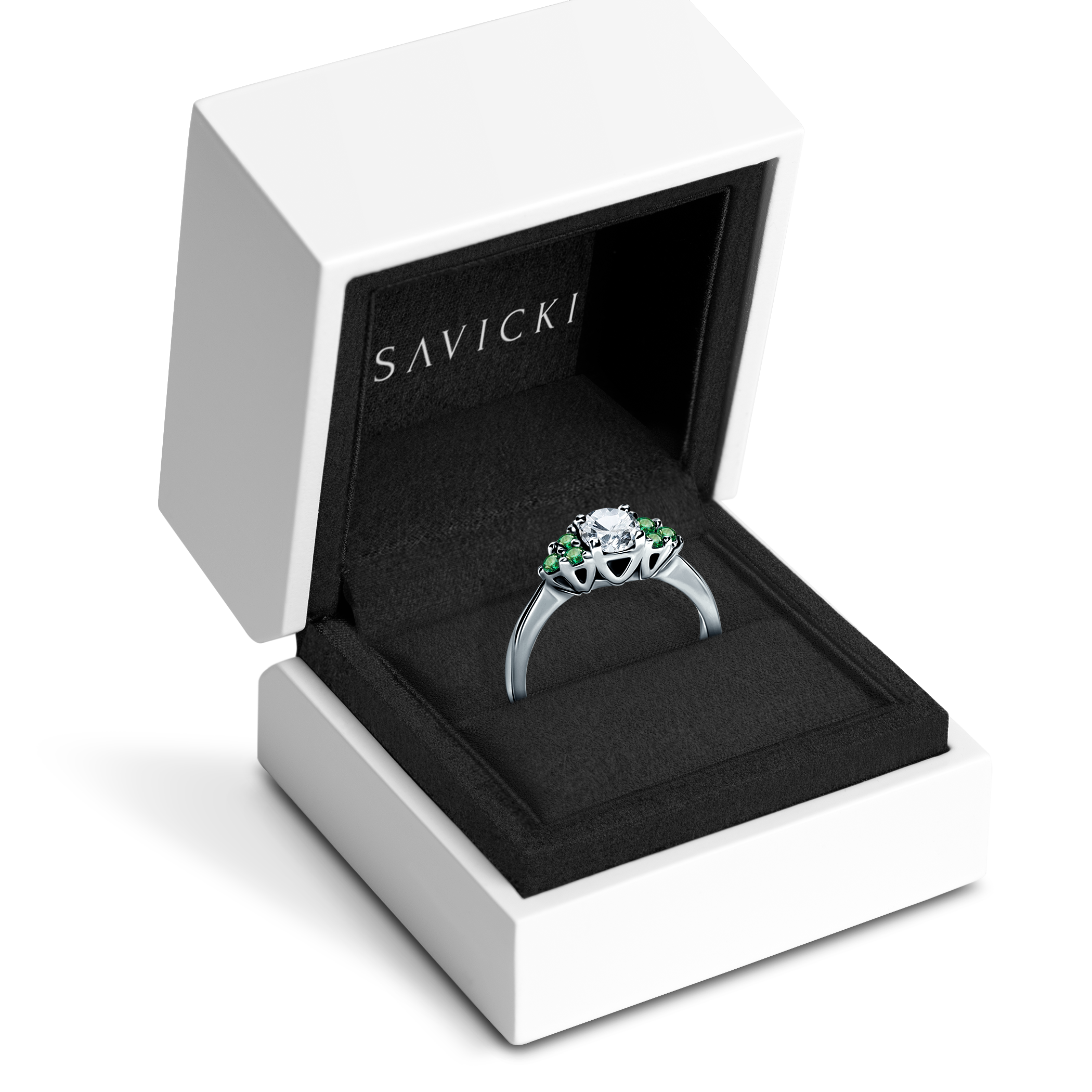 Verlobungsring Fairytale: Weißgold, Weißer Saphir