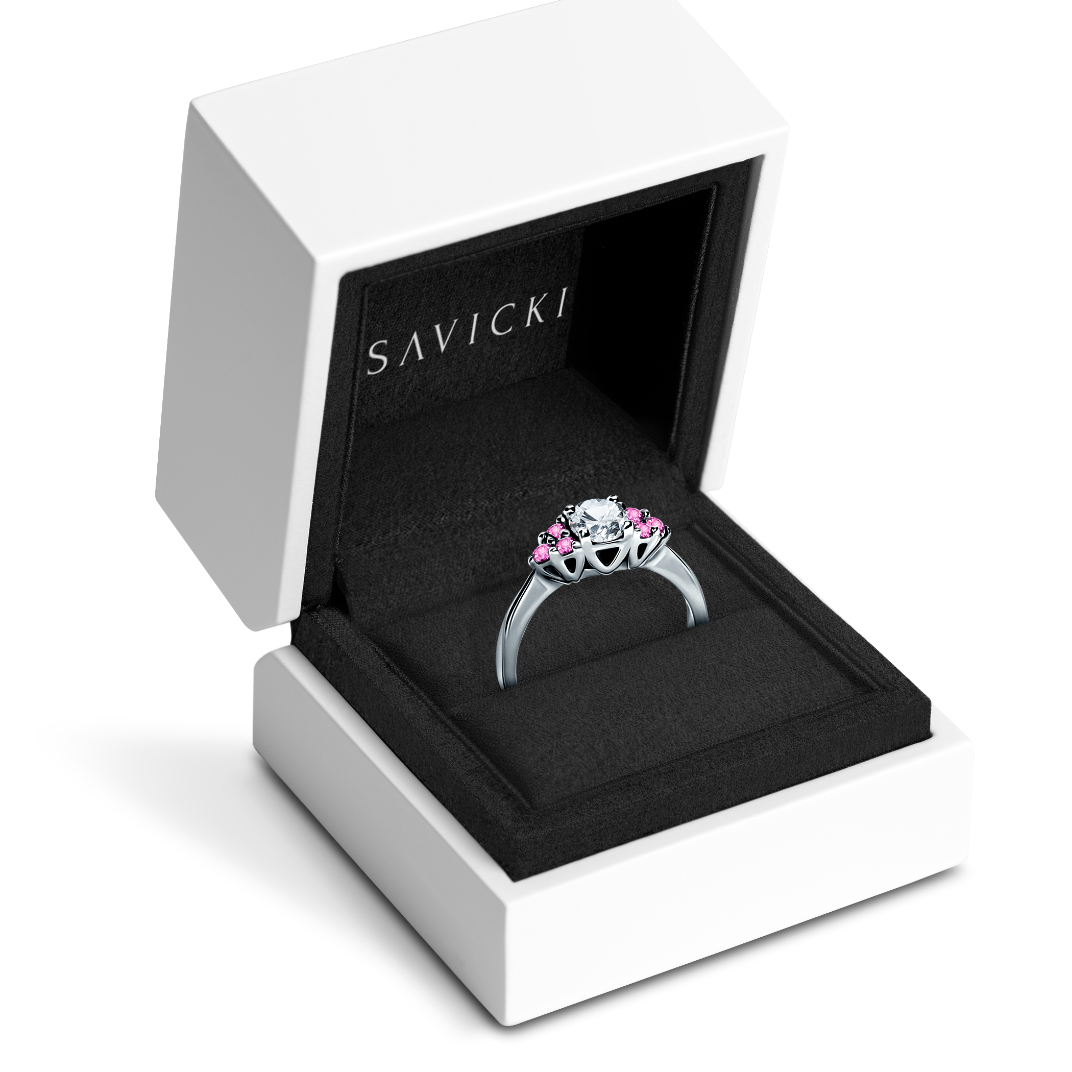 Verlobungsring Fairytale: Weißgold, Weißer Saphir