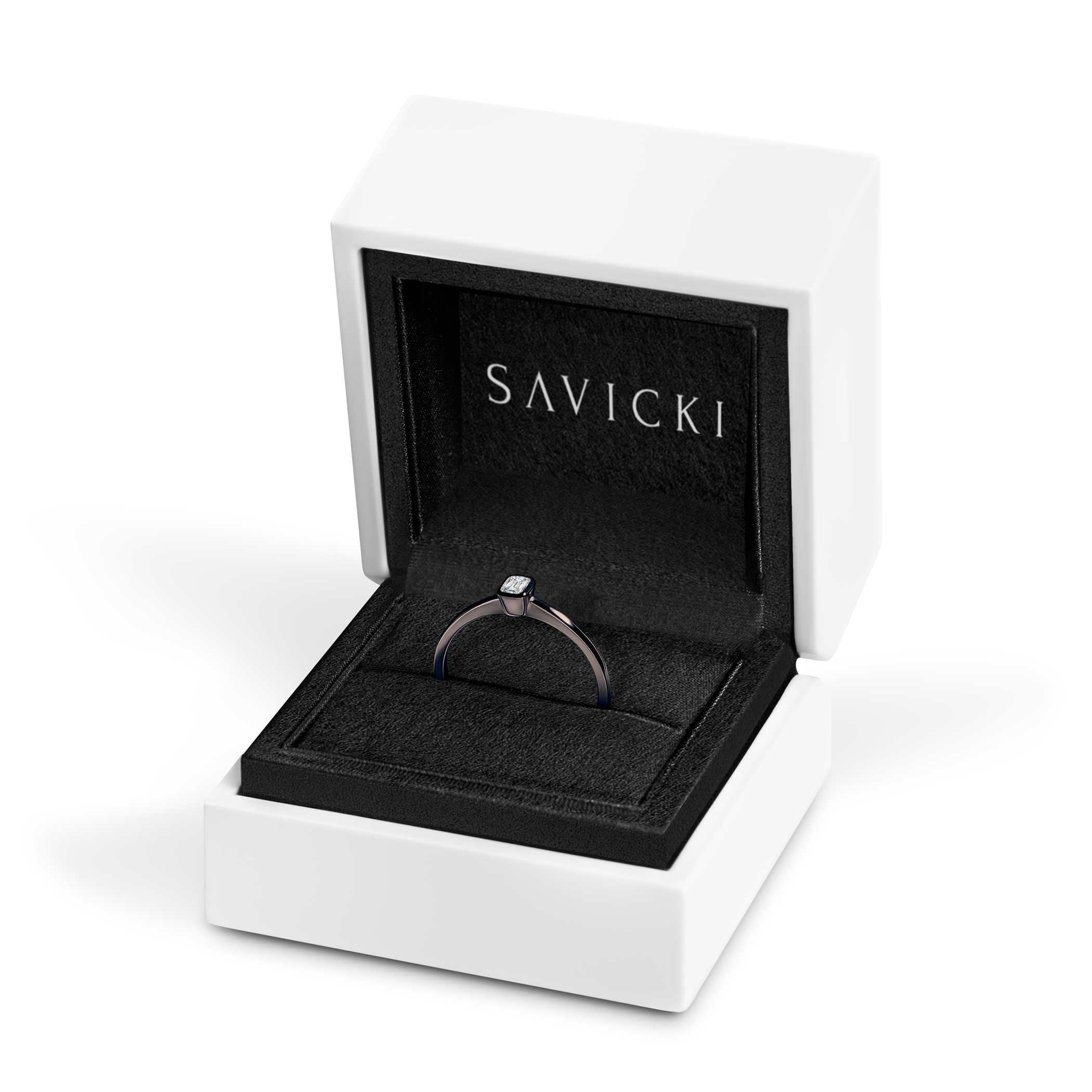 Verlobungsring Pure: Schwarzes Gold, Diamant