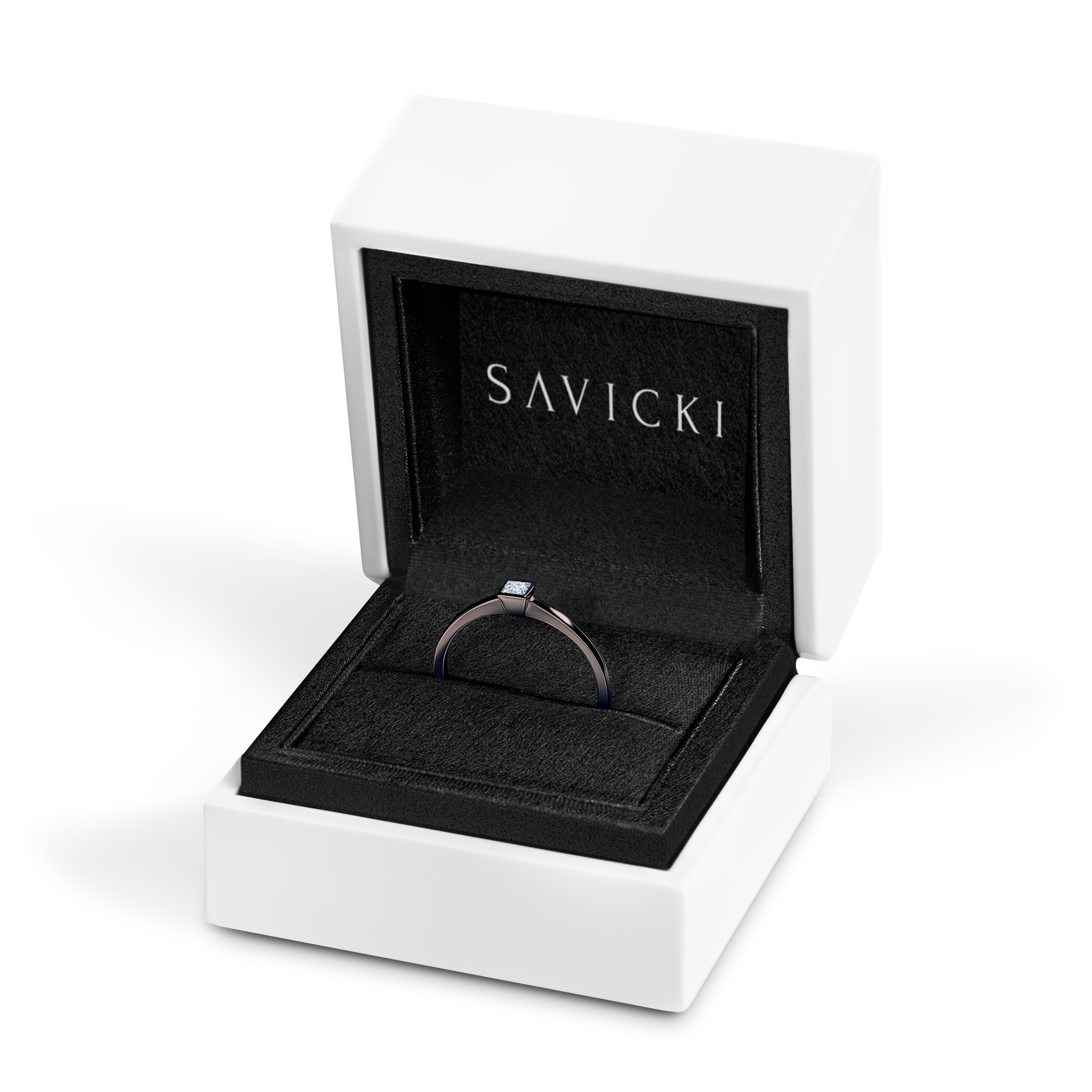 Verlobungsring Pure: Schwarzes Gold, Diamant