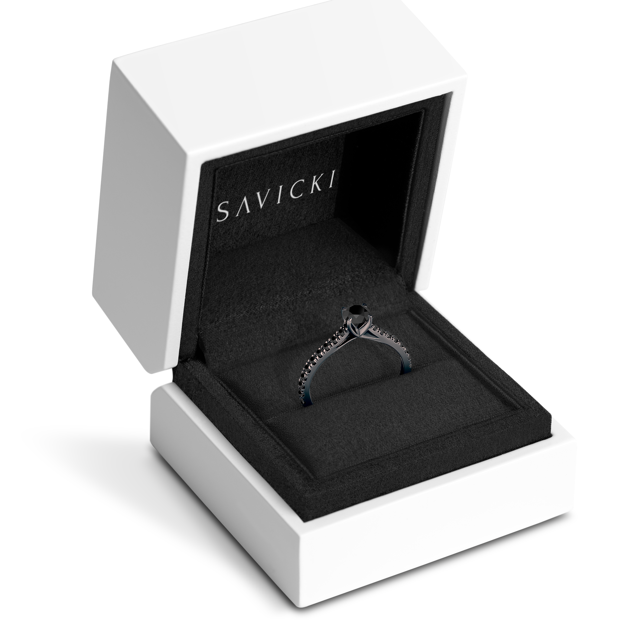 Pierścionek zaręczynowy Share Your Love: czarne złoto, czarny diament