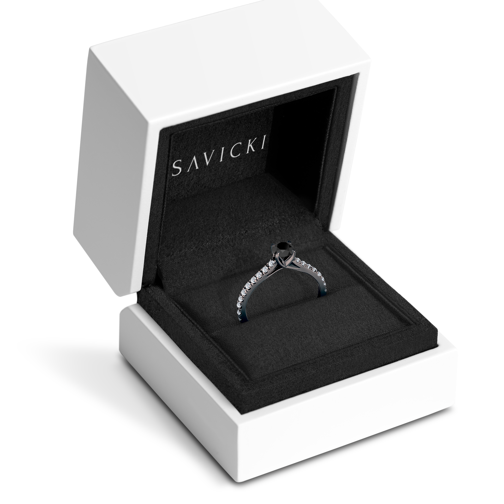 Pierścionek zaręczynowy Share Your Love: czarne złoto, czarny diament - 7