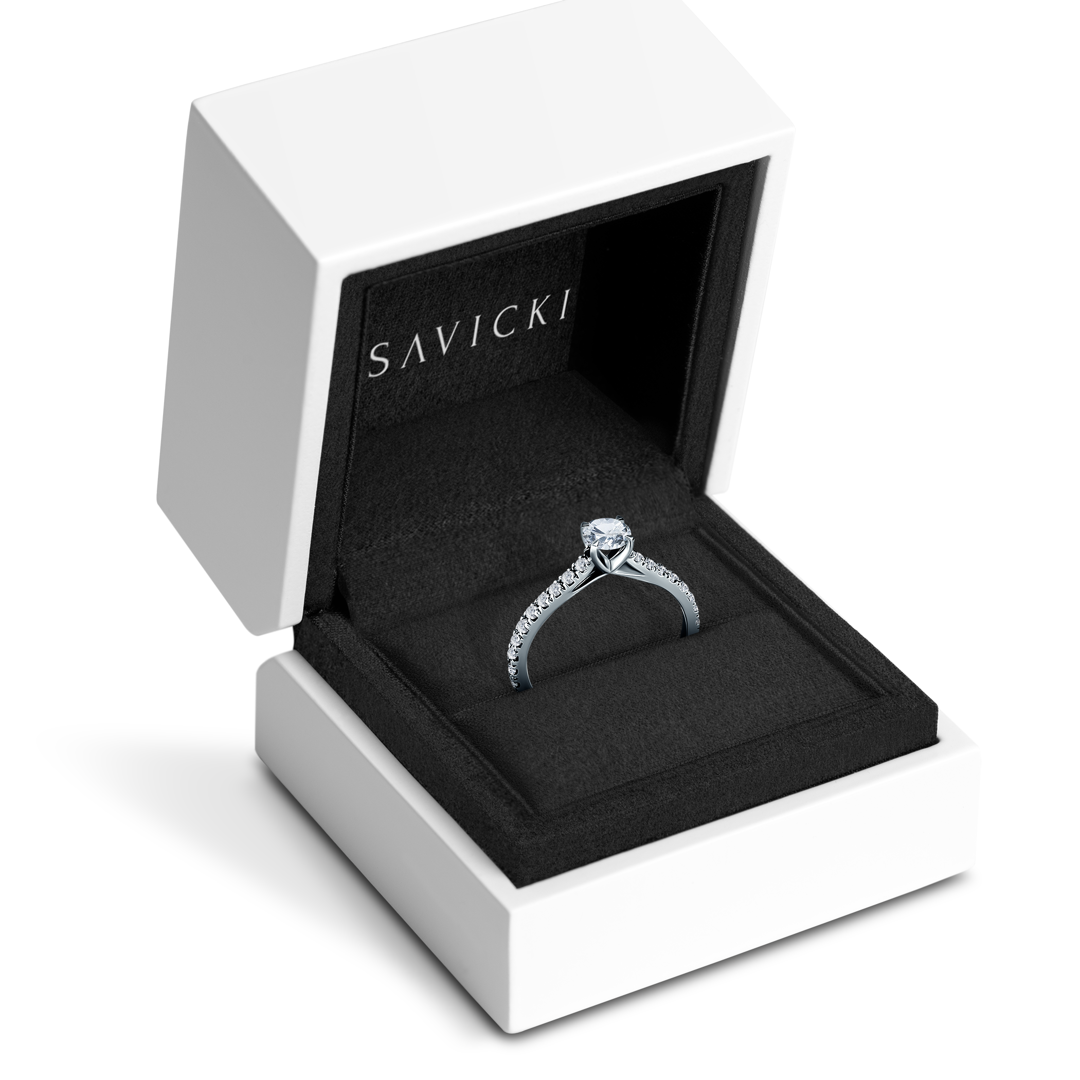 Verlobungsring Share Your Love: Weißgold, Weißer Saphir