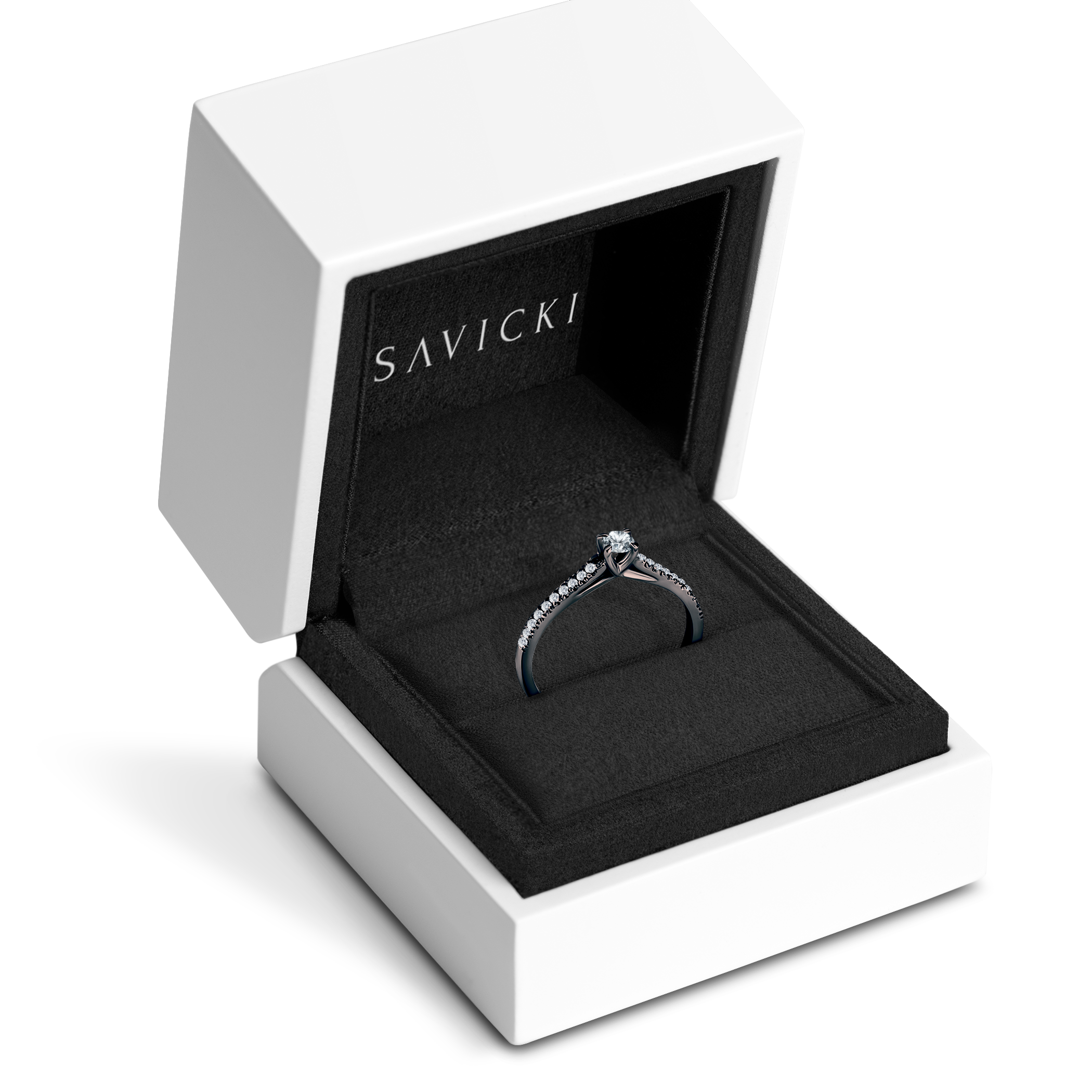 Pierścionek zaręczynowy Share Your Love: czarne złoto, diament - 7