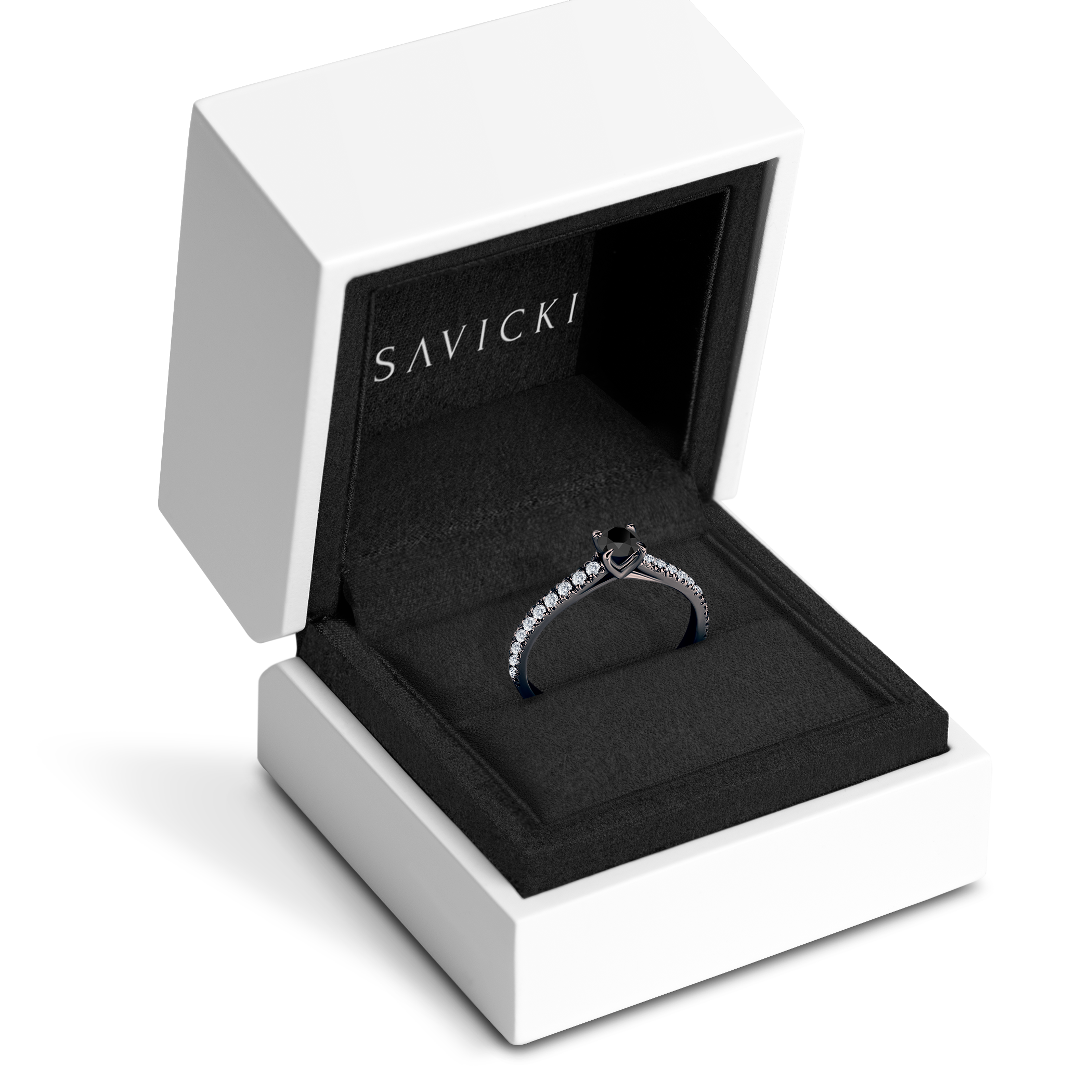 Pierścionek zaręczynowy Share Your Love: czarne złoto, czarny diament