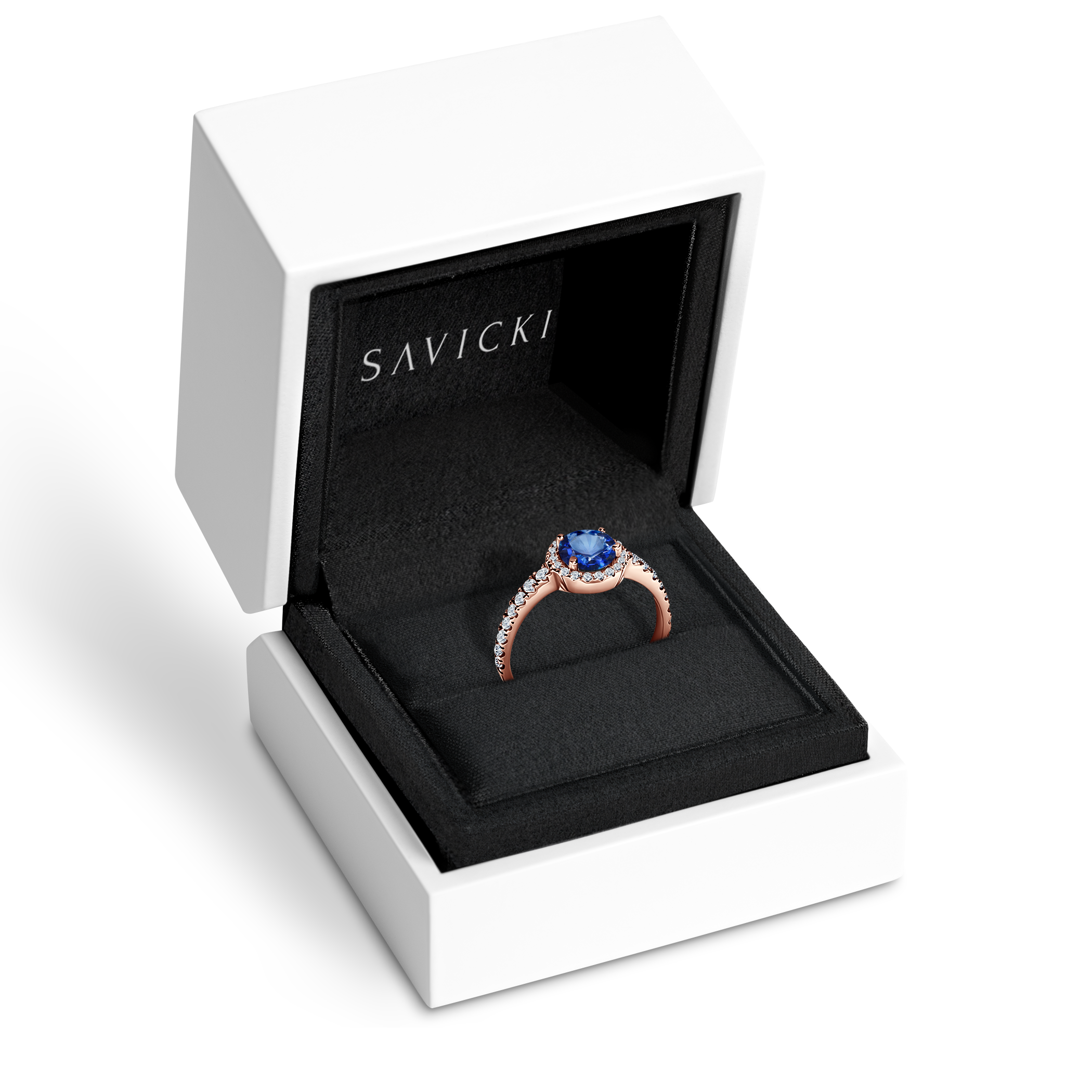 Pierścionek zaręczynowy This is Love: różowe złoto, niebieski szafir - 7