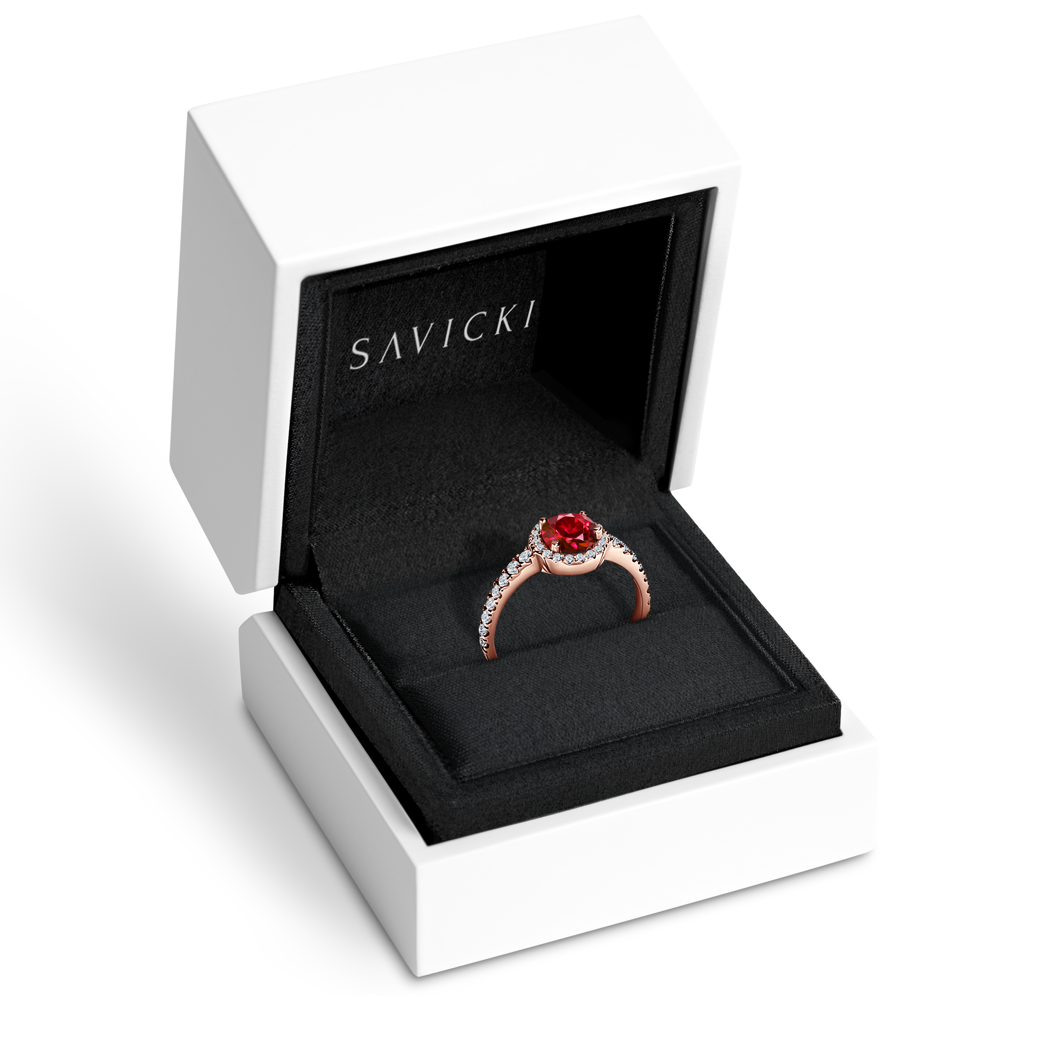 Pierścionek zaręczynowy This is Love: różowe złoto, rubin