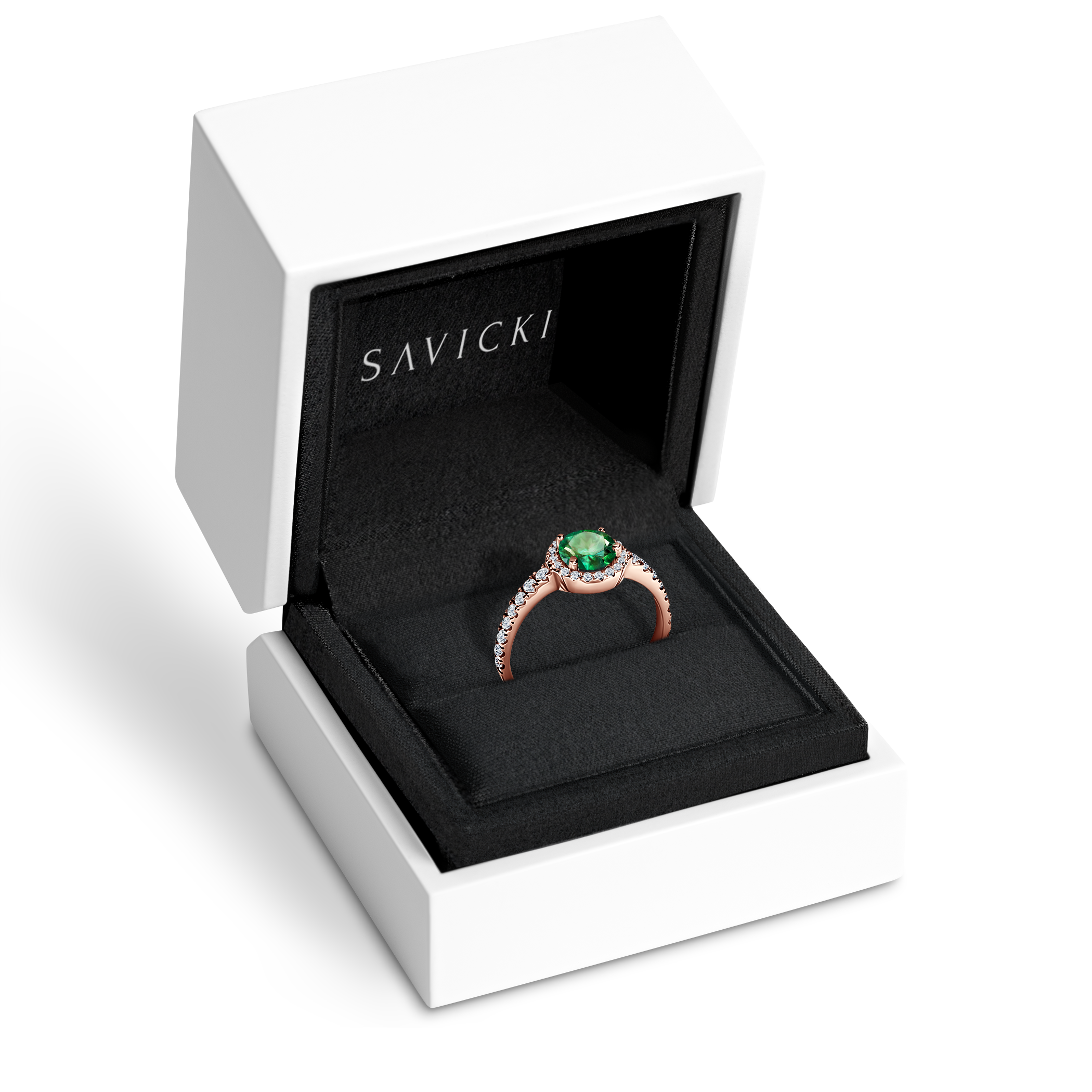 Pierścionek zaręczynowy This is Love: różowe złoto, szmaragd