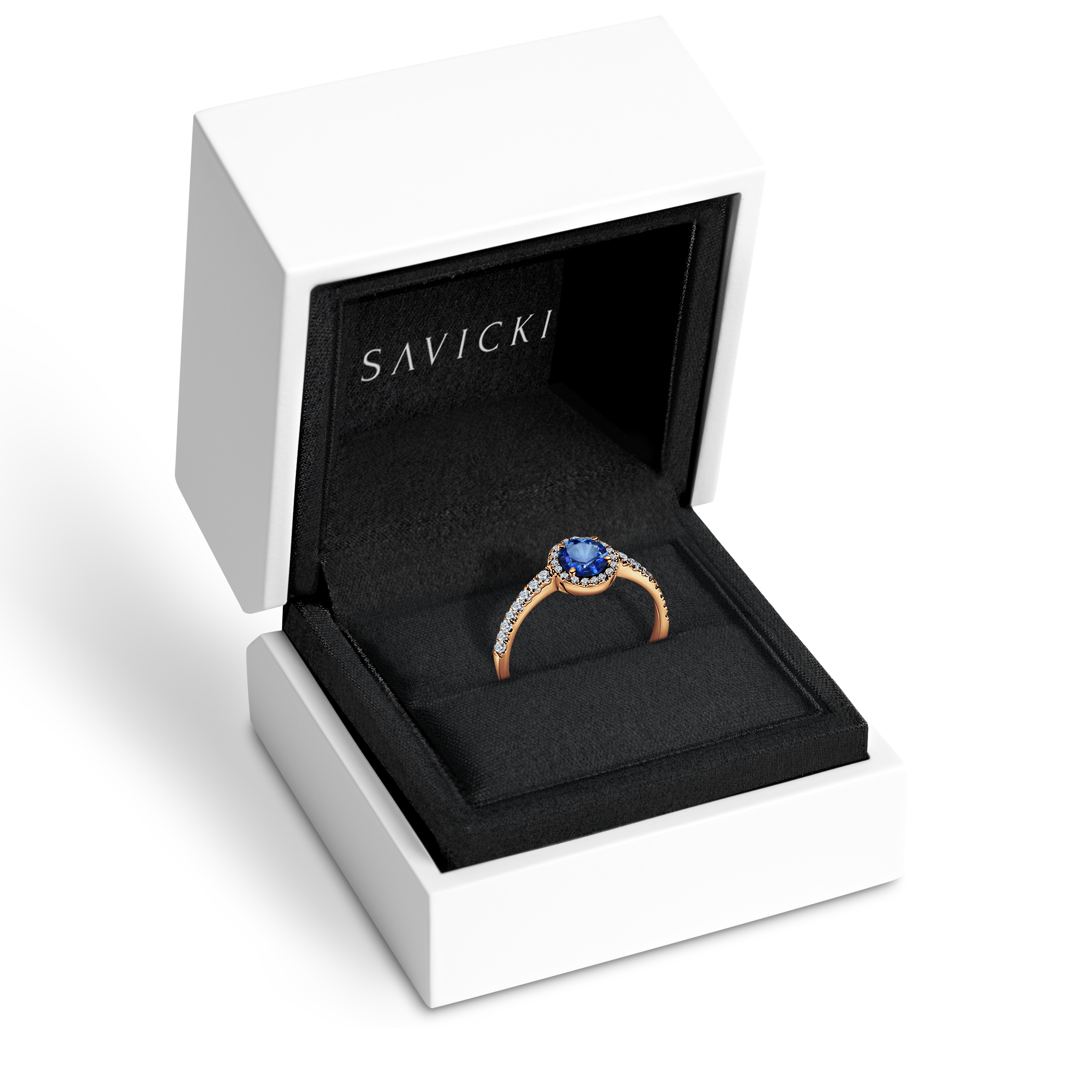 Pierścionek zaręczynowy This is Love: złoty, niebieski szafir