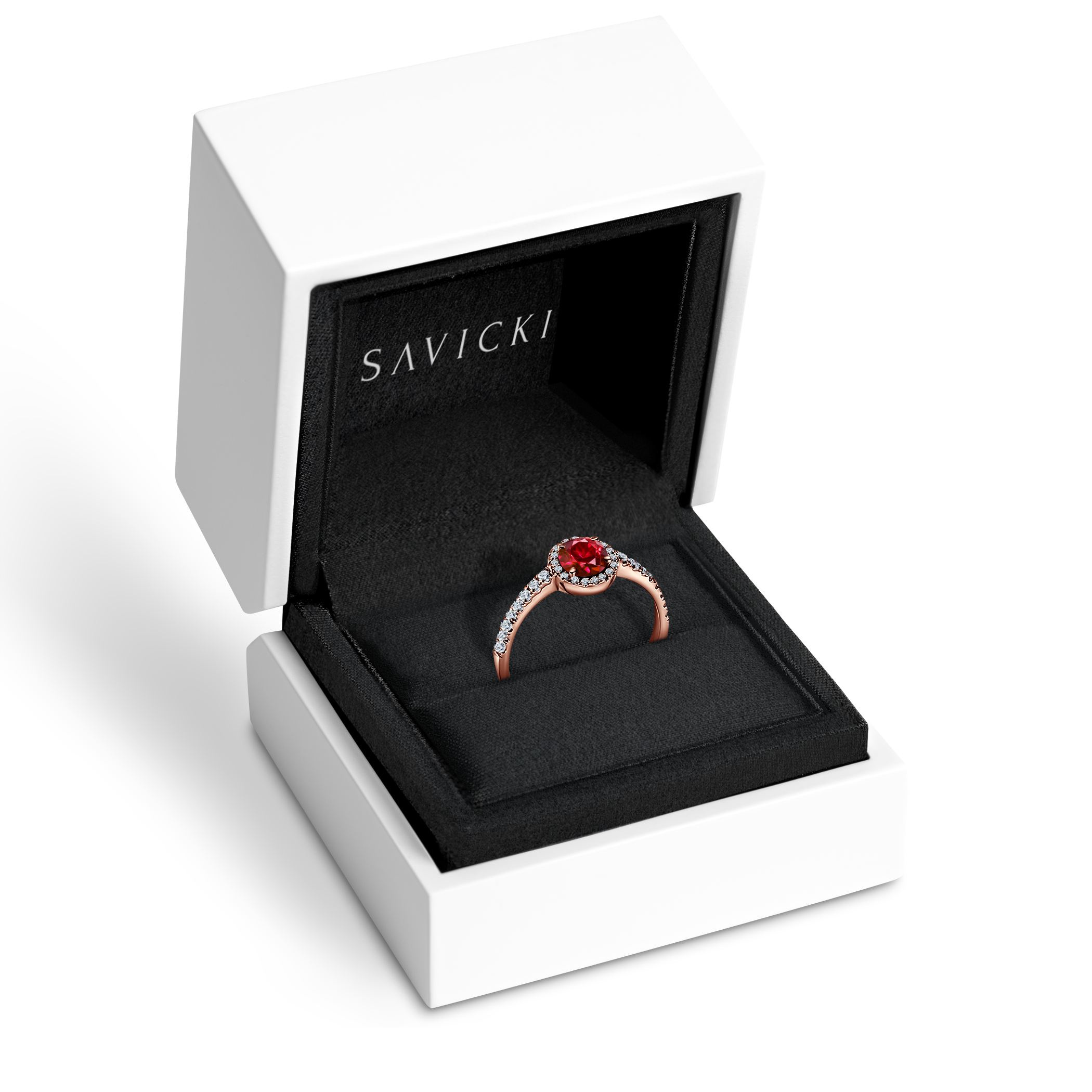 Pierścionek zaręczynowy This is Love: różowe złoto, rubin