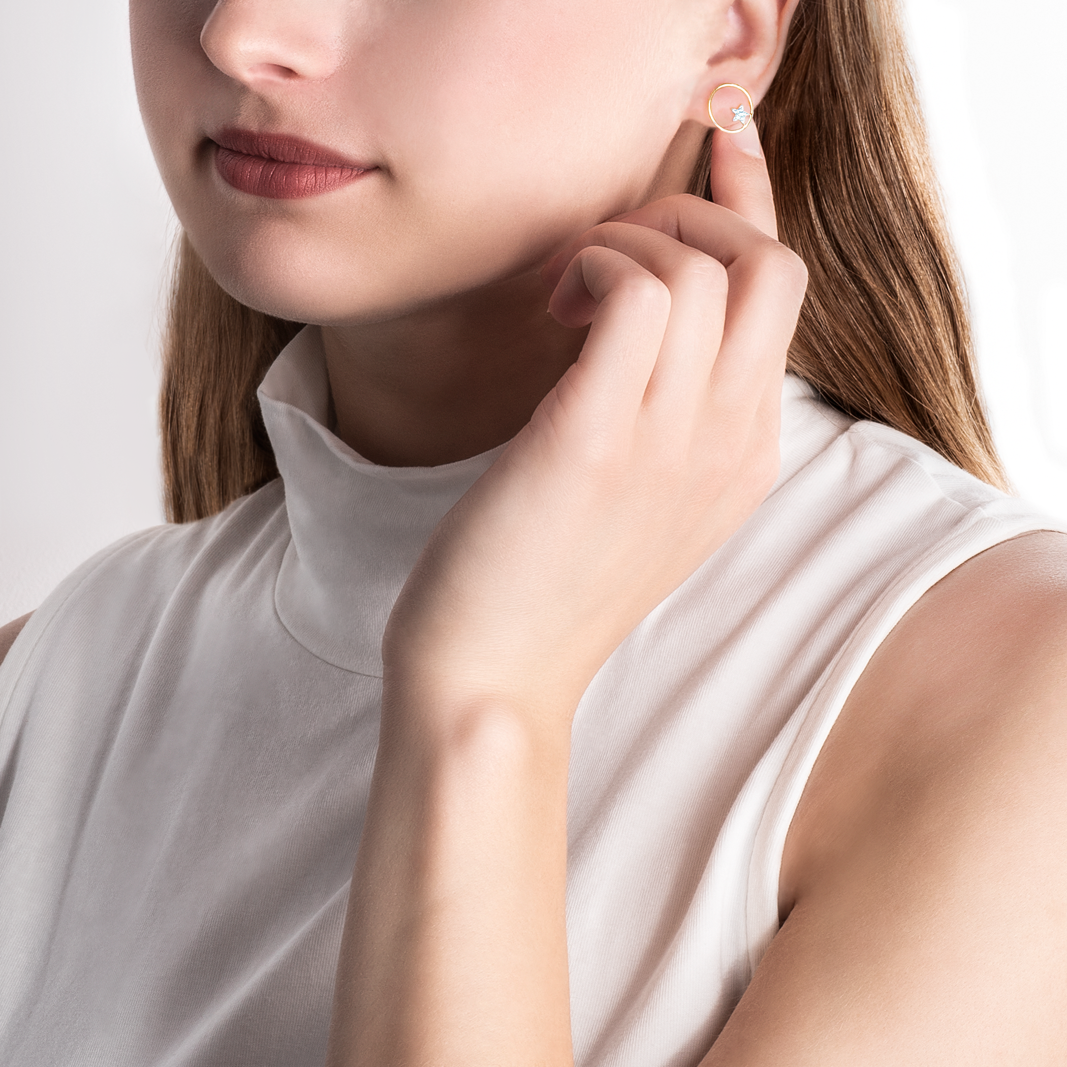 Kolczyki koła, gwiazdki Savicki: złote, diamenty - 5