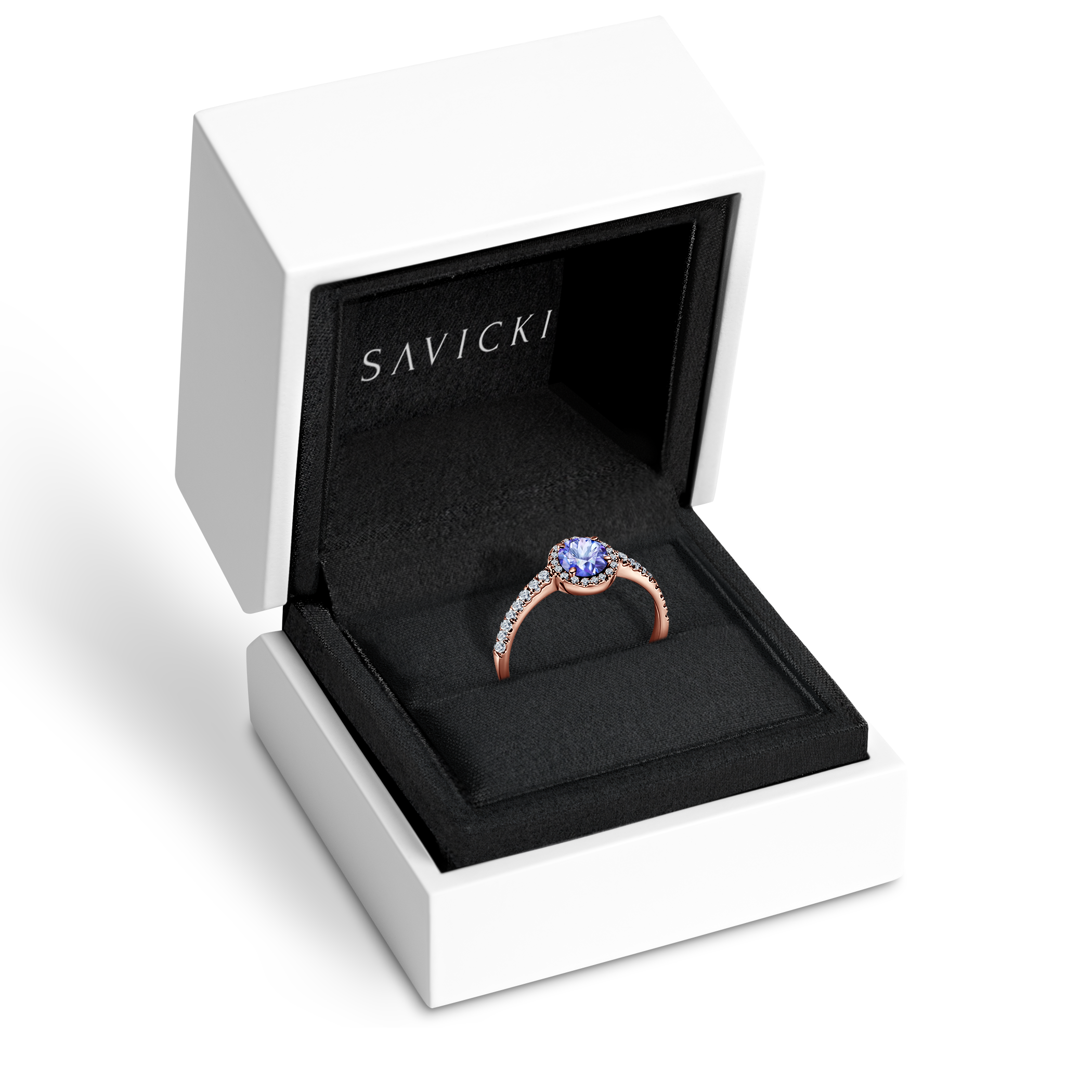 Pierścionek zaręczynowy This is Love: różowe złoto, tanzanit