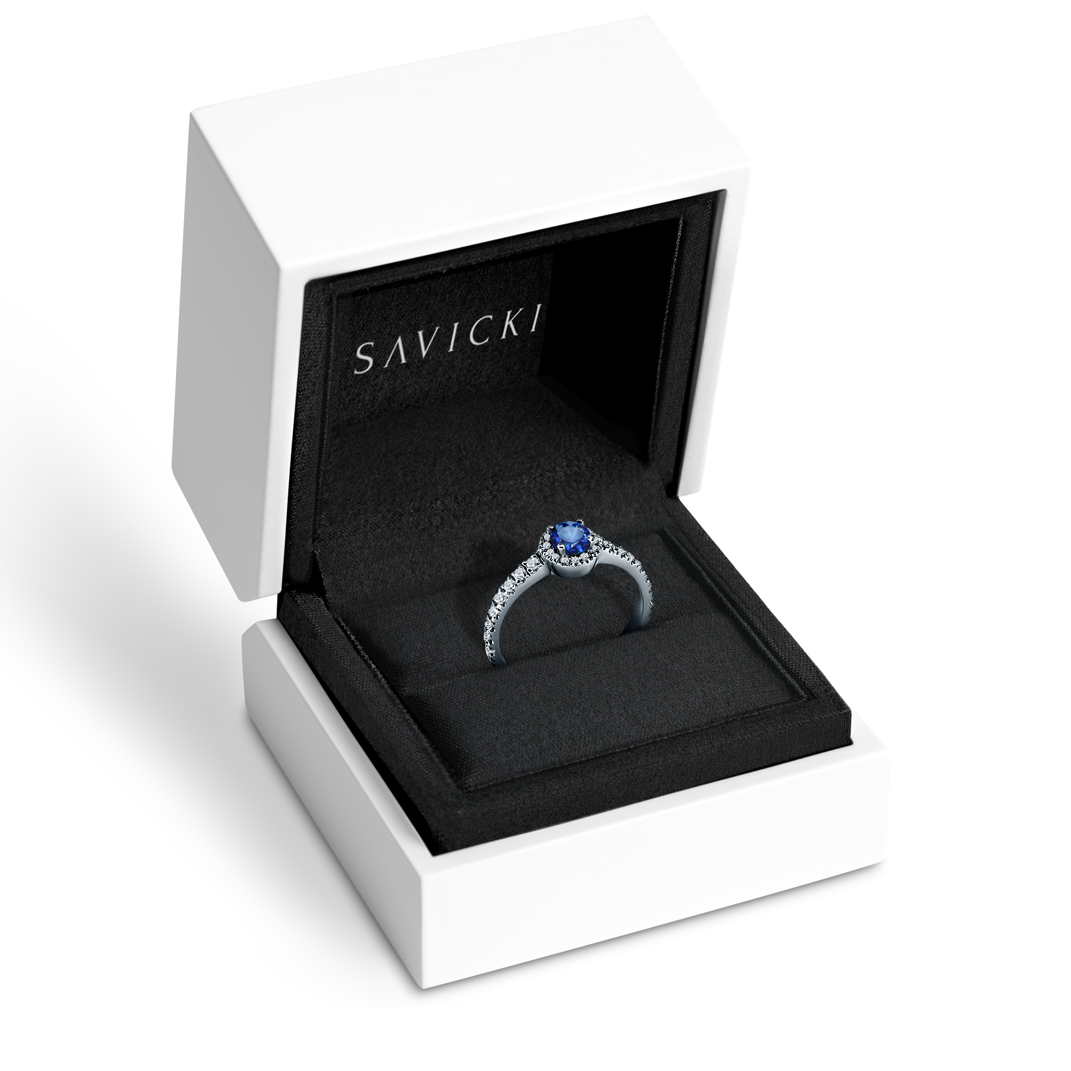 Verlobungsring This is Love: Weißgold, Blauer Saphir - 7