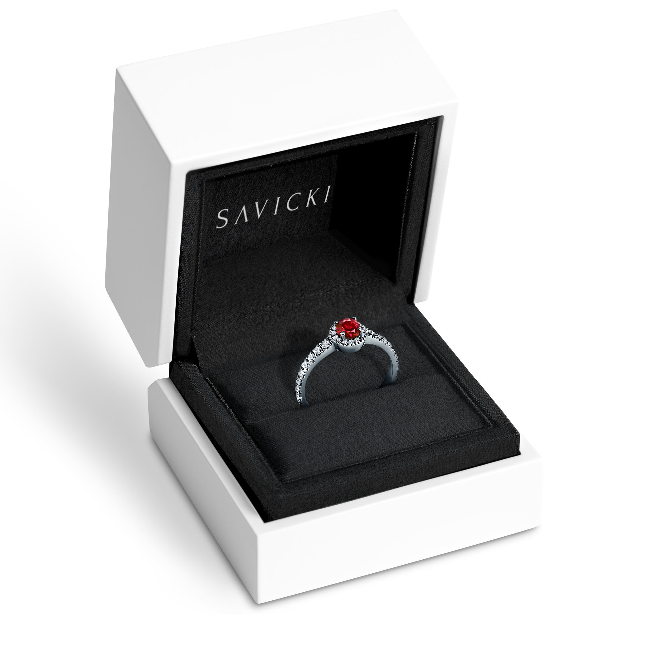 Pierścionek zaręczynowy This is Love: białe złoto, rubin - 7