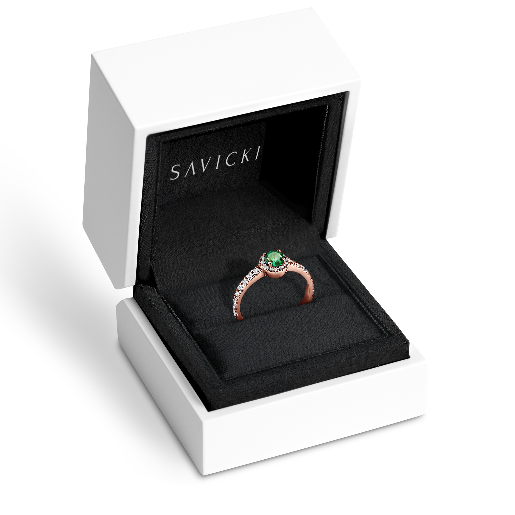 Pierścionek zaręczynowy This is Love: różowe złoto, szmaragd