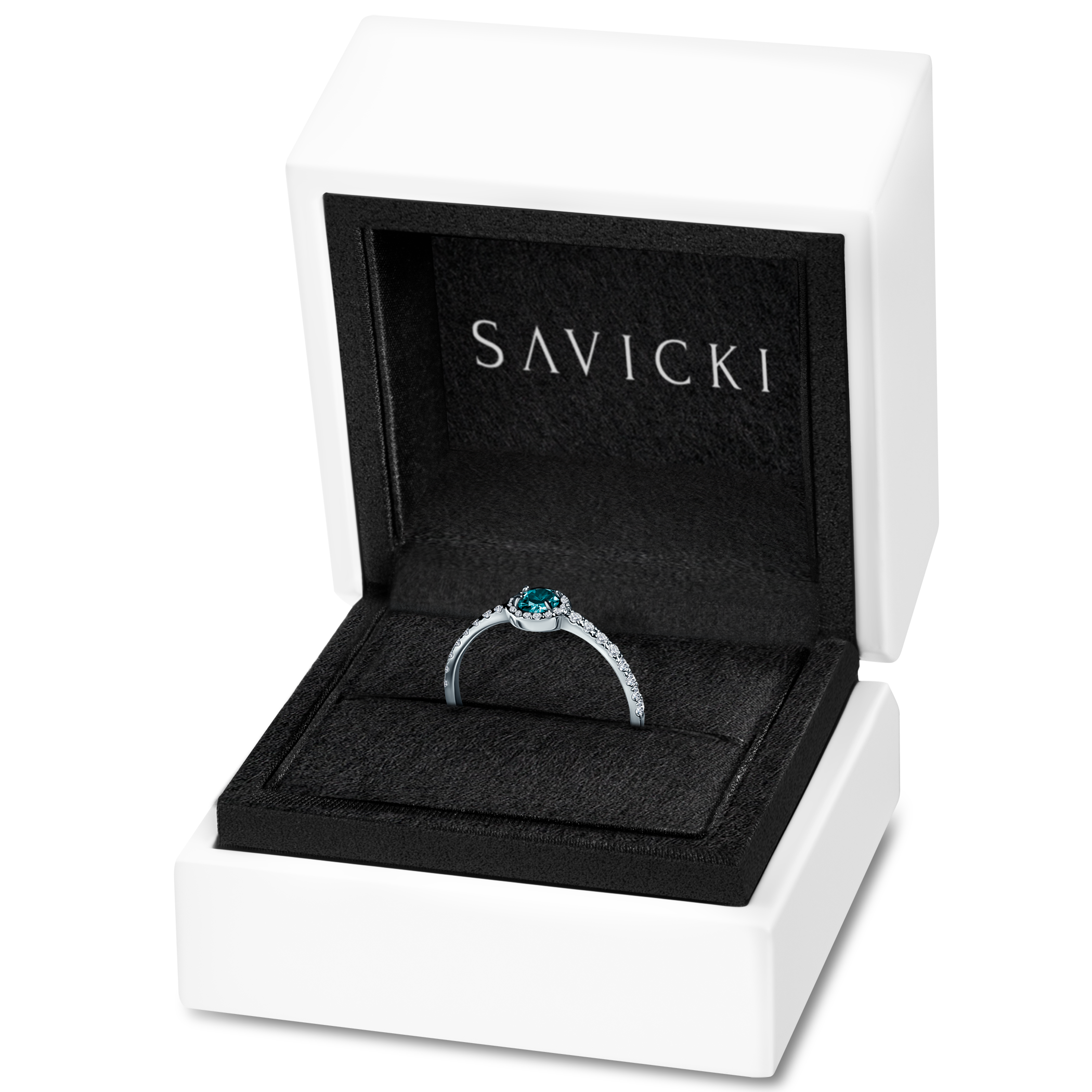 Pierścionek zaręczynowy This is Love: białe złoto, niebieski diament