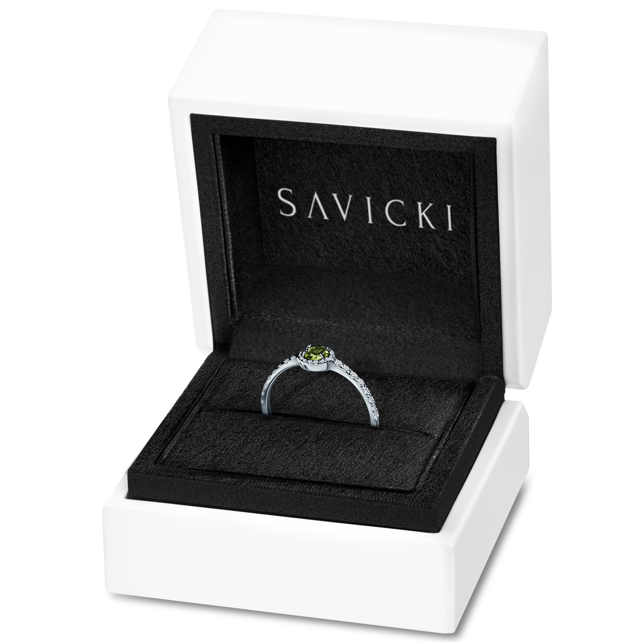 Pierścionek zaręczynowy This is Love: białe złoto, zielony diament