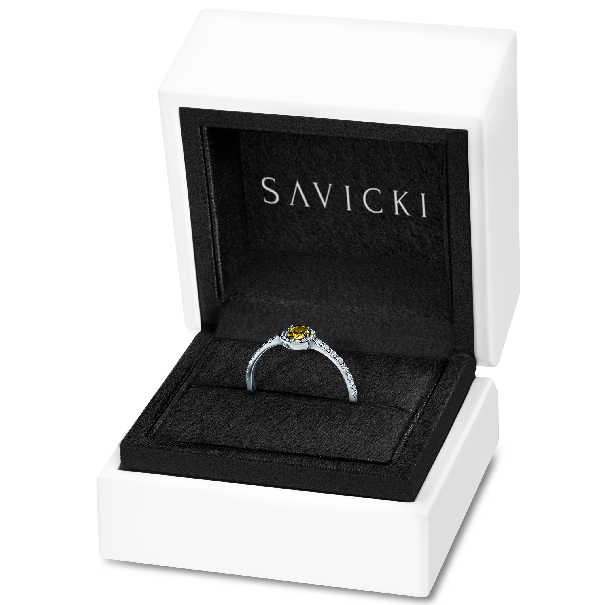 Pierścionek zaręczynowy This is Love: białe złoto, żółty diament