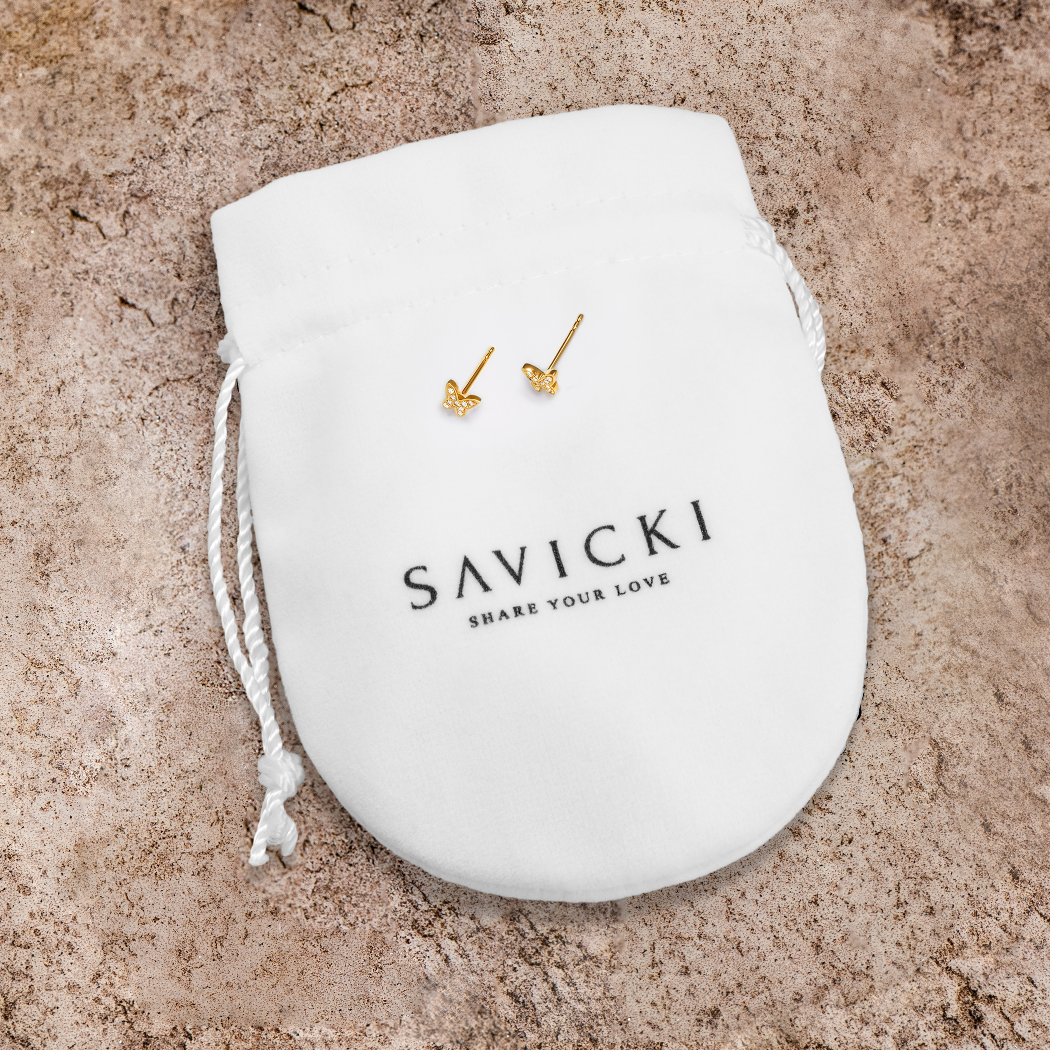 Ohrringe Savicki Schmetterling: Gold, Diamanten